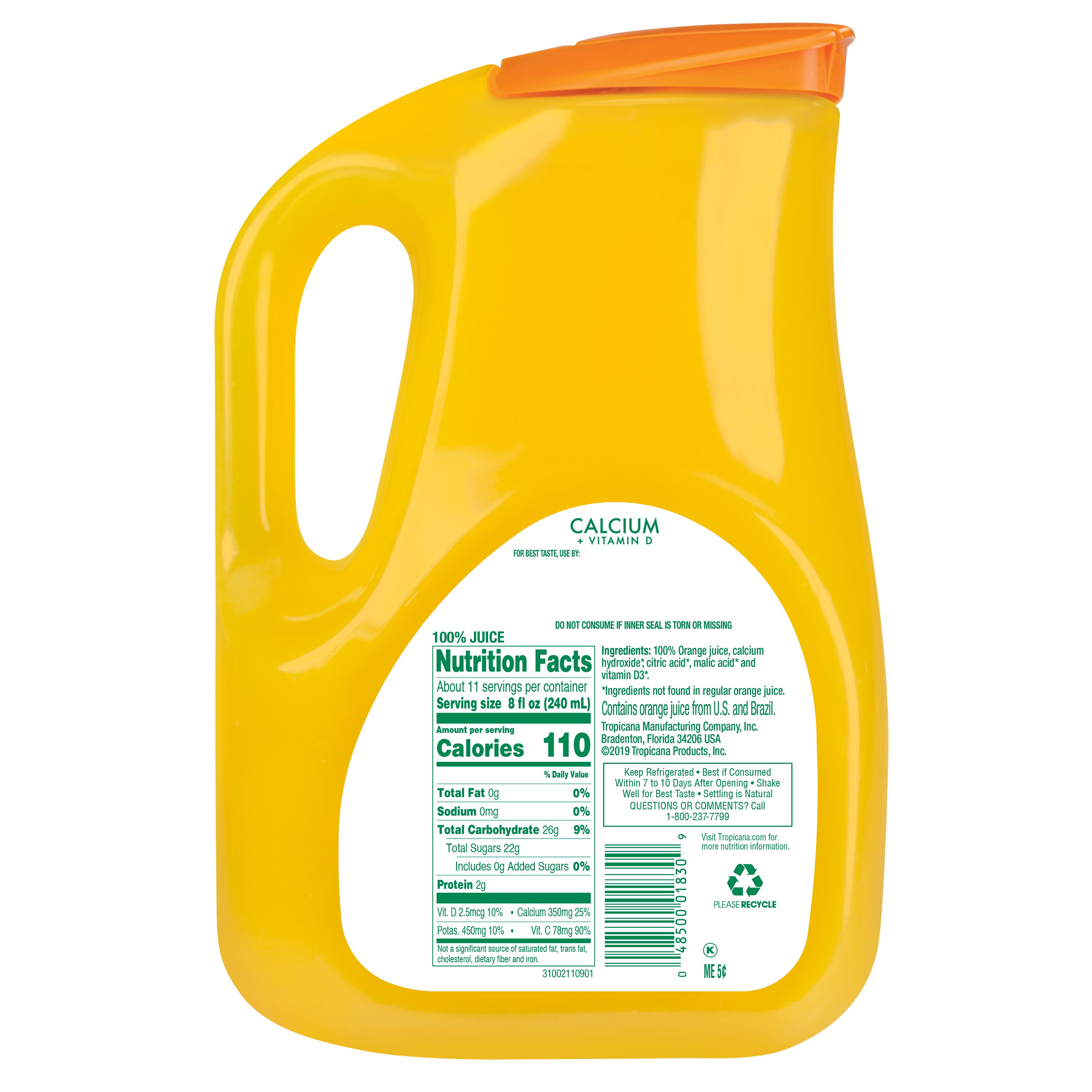 Tropicana Orange Juice With Calcium Nutrition Facts Orange Juice