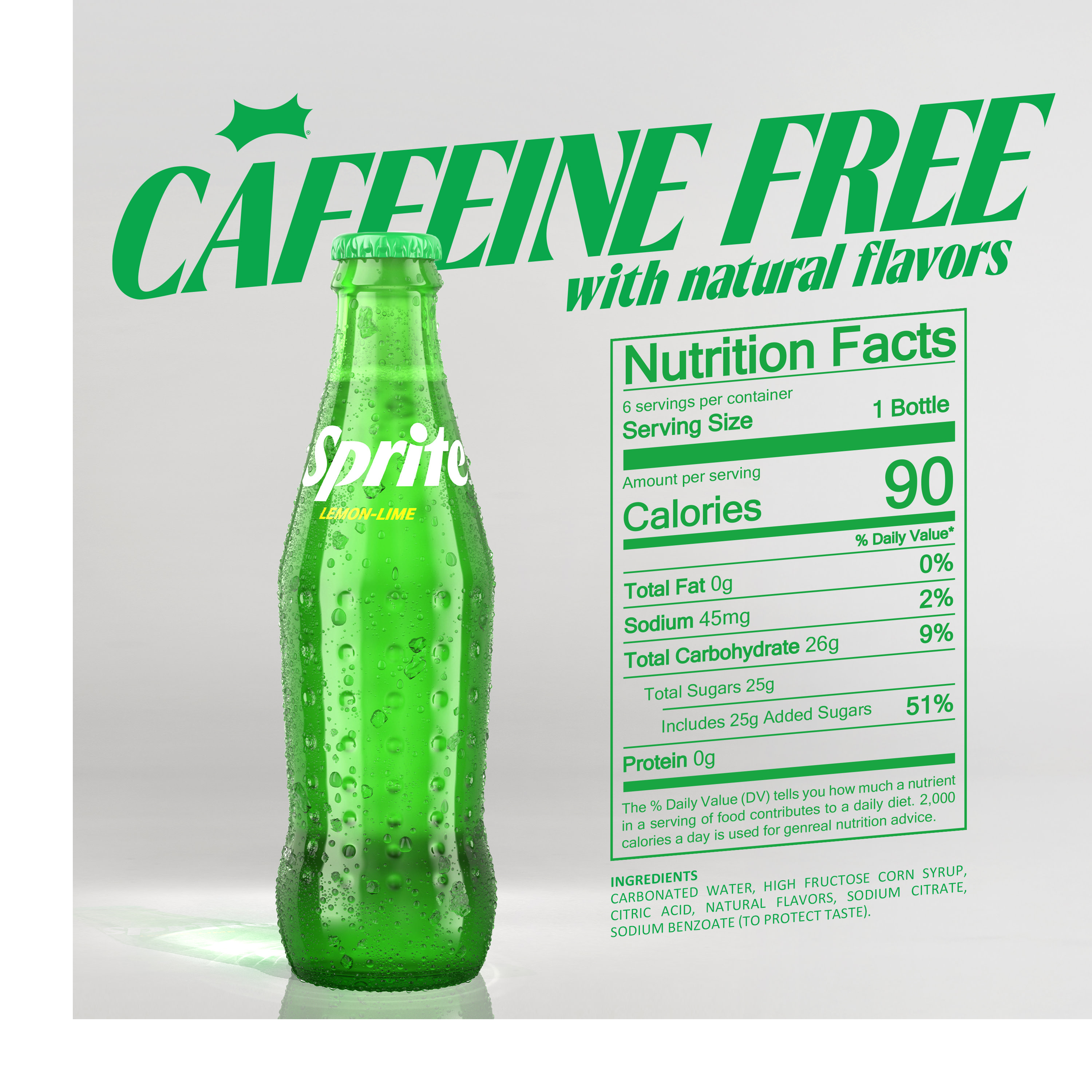 Sprite Lemon-Lime Caffeine Free Soda Soft Drink Glass Bottles, 8