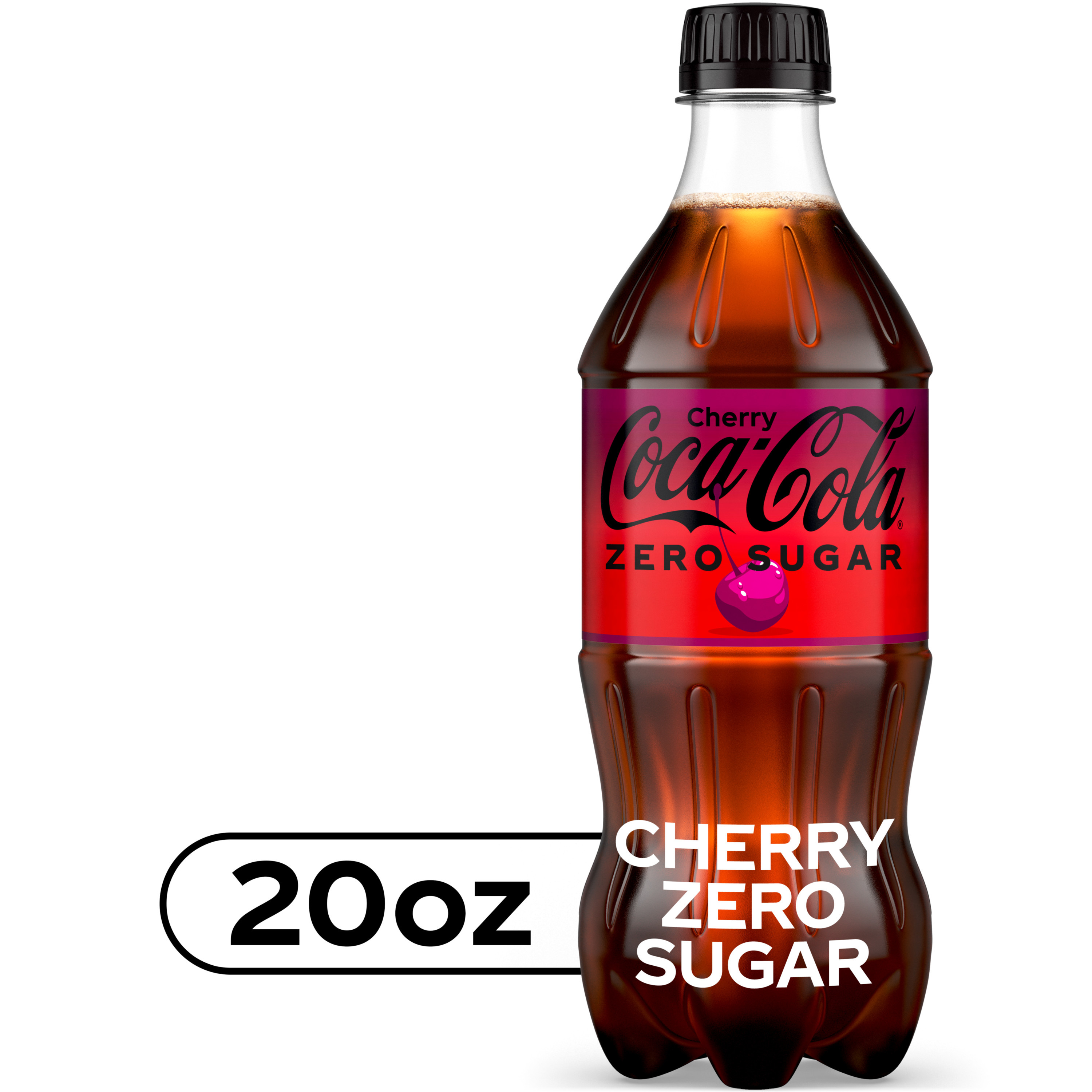 Coca-Cola Zero Sugar Cherry Soda Soft Drink Bottle, 20 Fl Oz