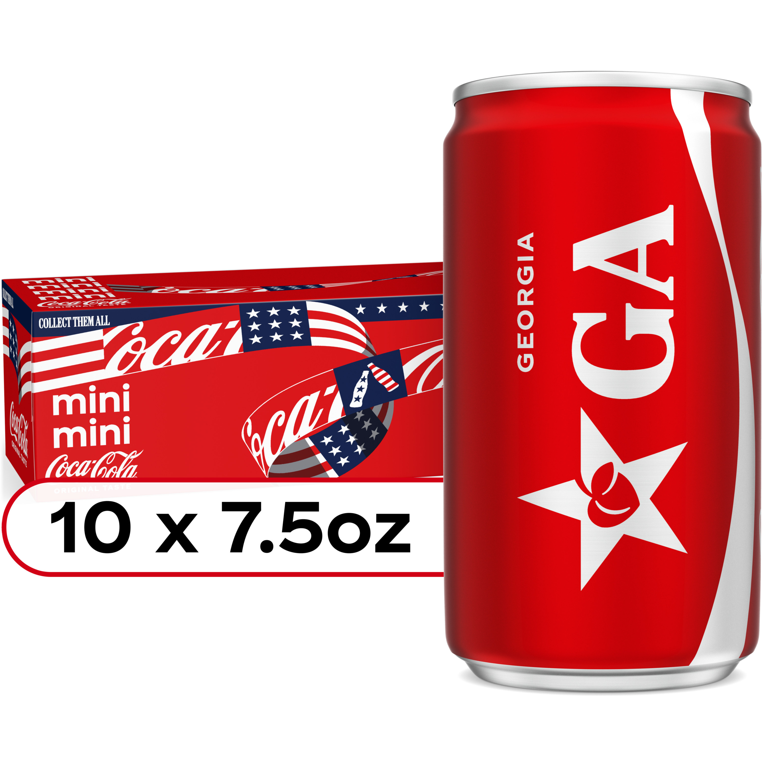 Coca-Cola Soda Soft Drink Fridge Pack Mini Cans, 7.5 Fl Oz, 10