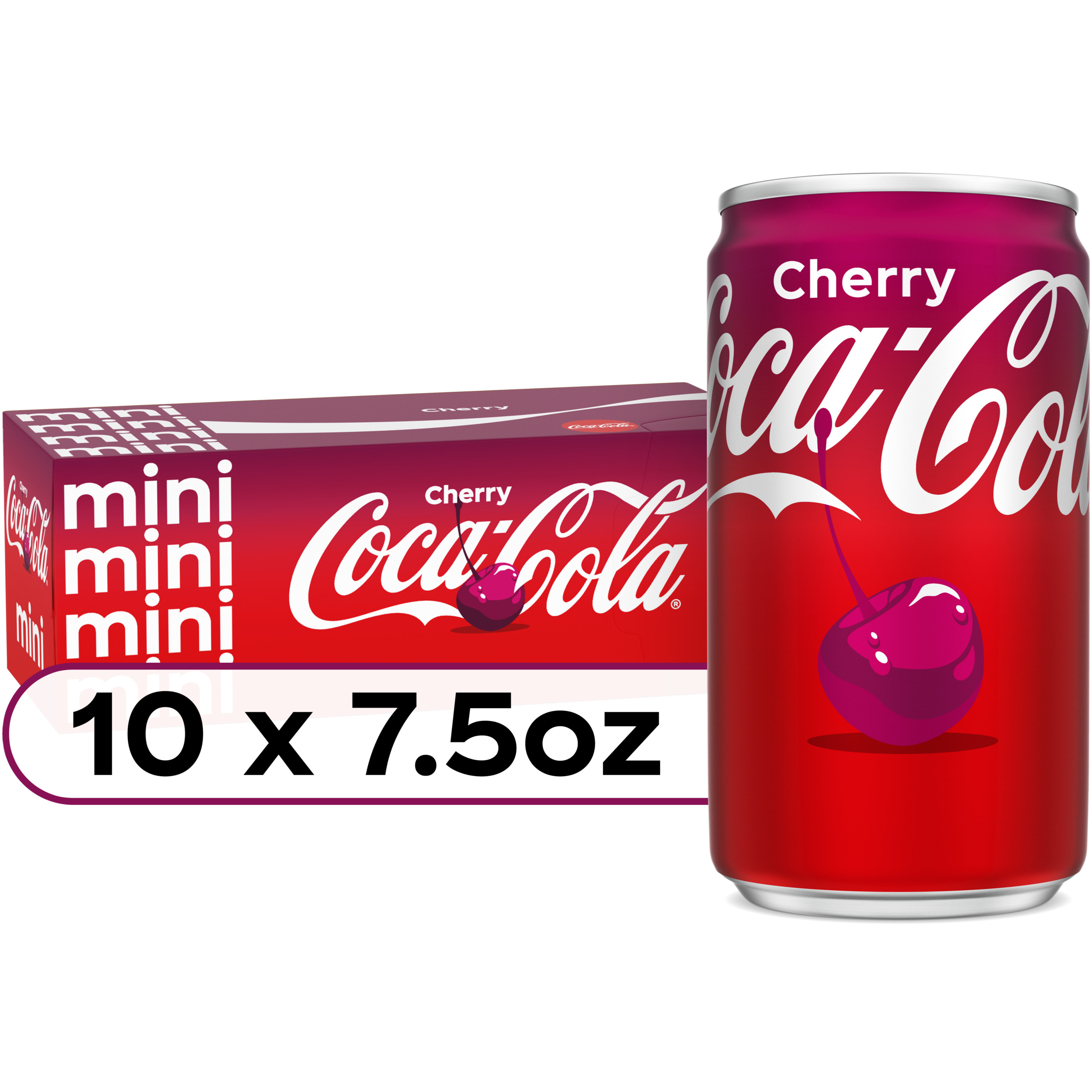 Coca-Cola Cherry Soda Soft Drink Fridge Pack Mini Cans, 7.5 Fl Oz