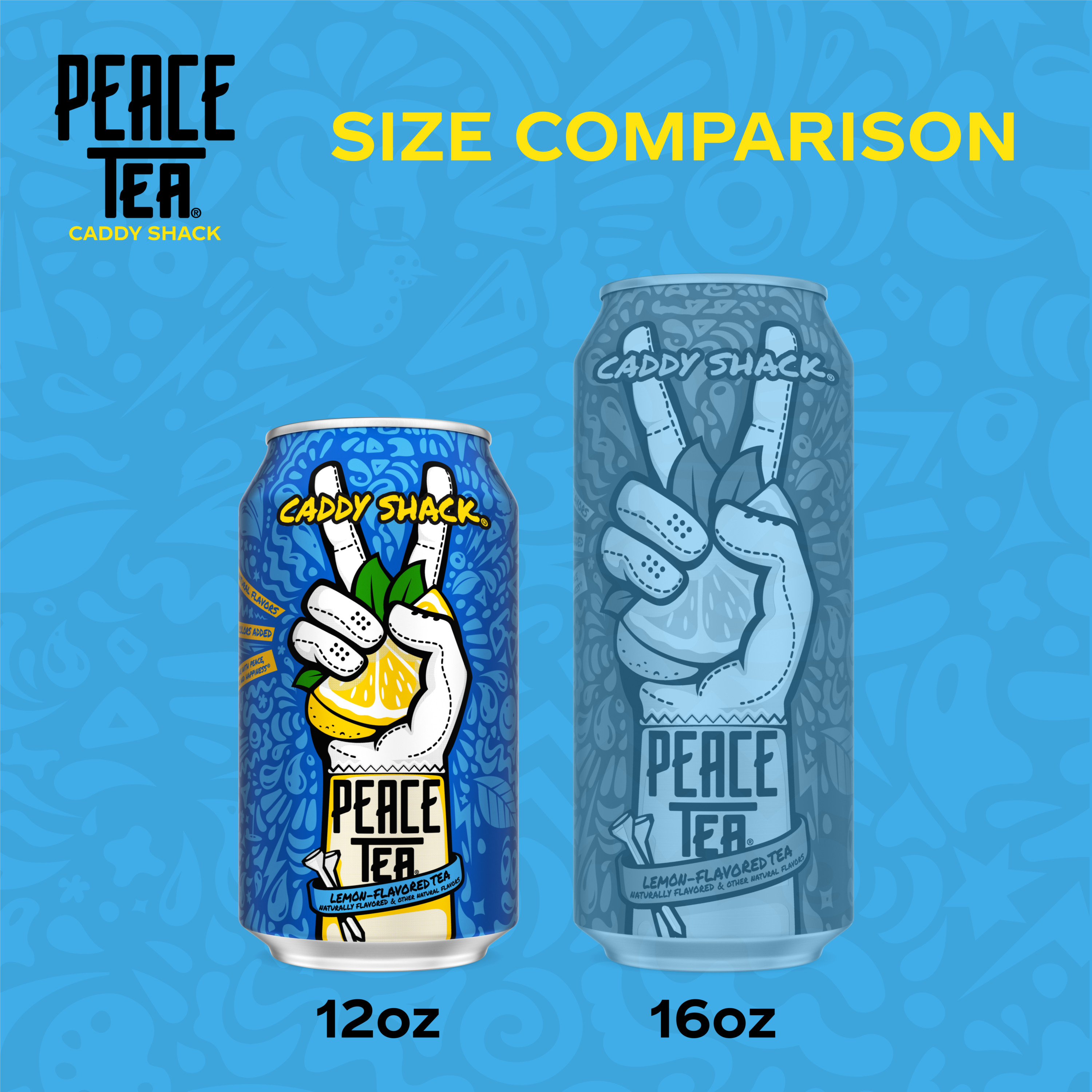 Peace Tea Caddy Shack, Iced Tea with Natural Lemon Flavor, 12 fl