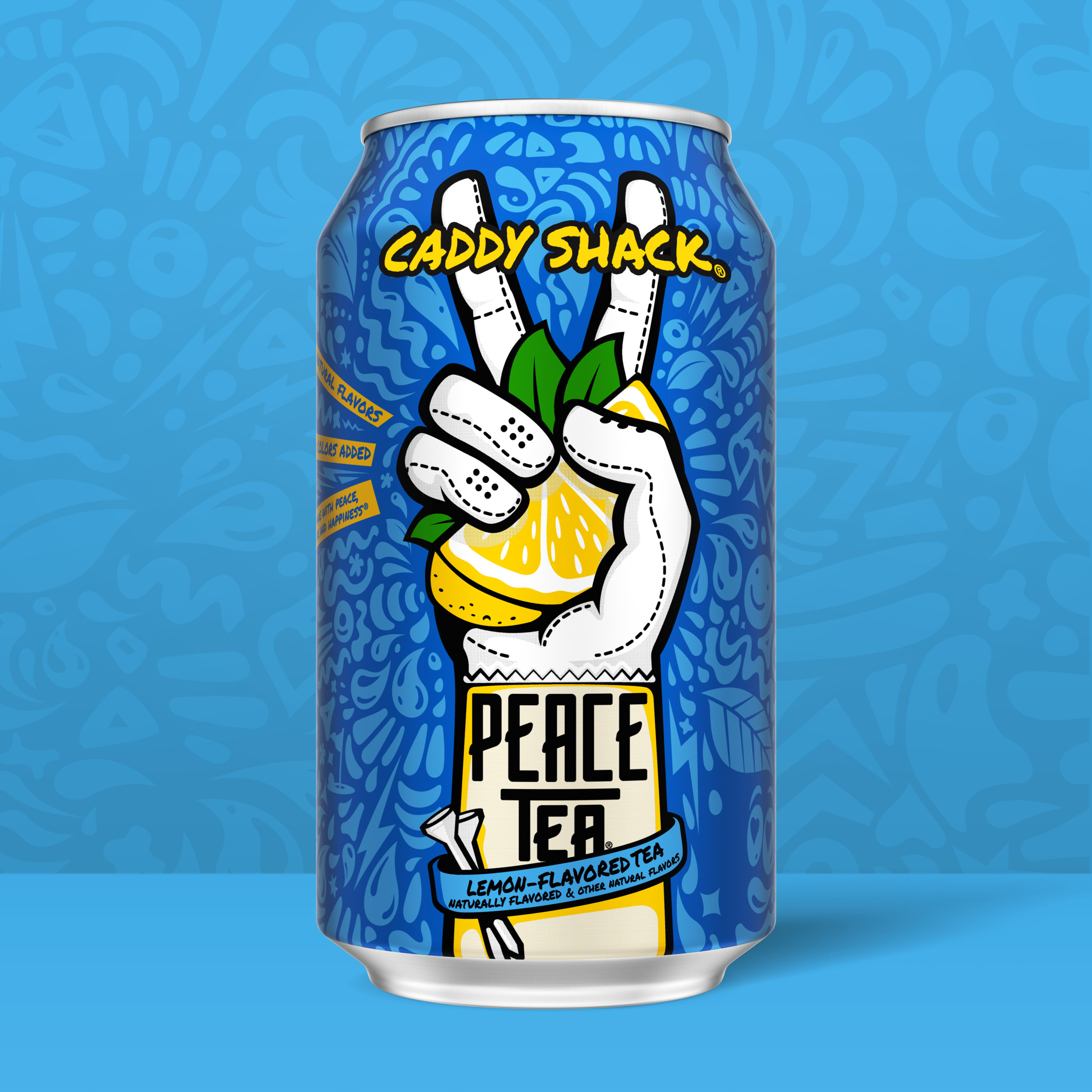 Peace Tea Caddy Shack, Iced Tea with Natural Lemon Flavor, 12 fl