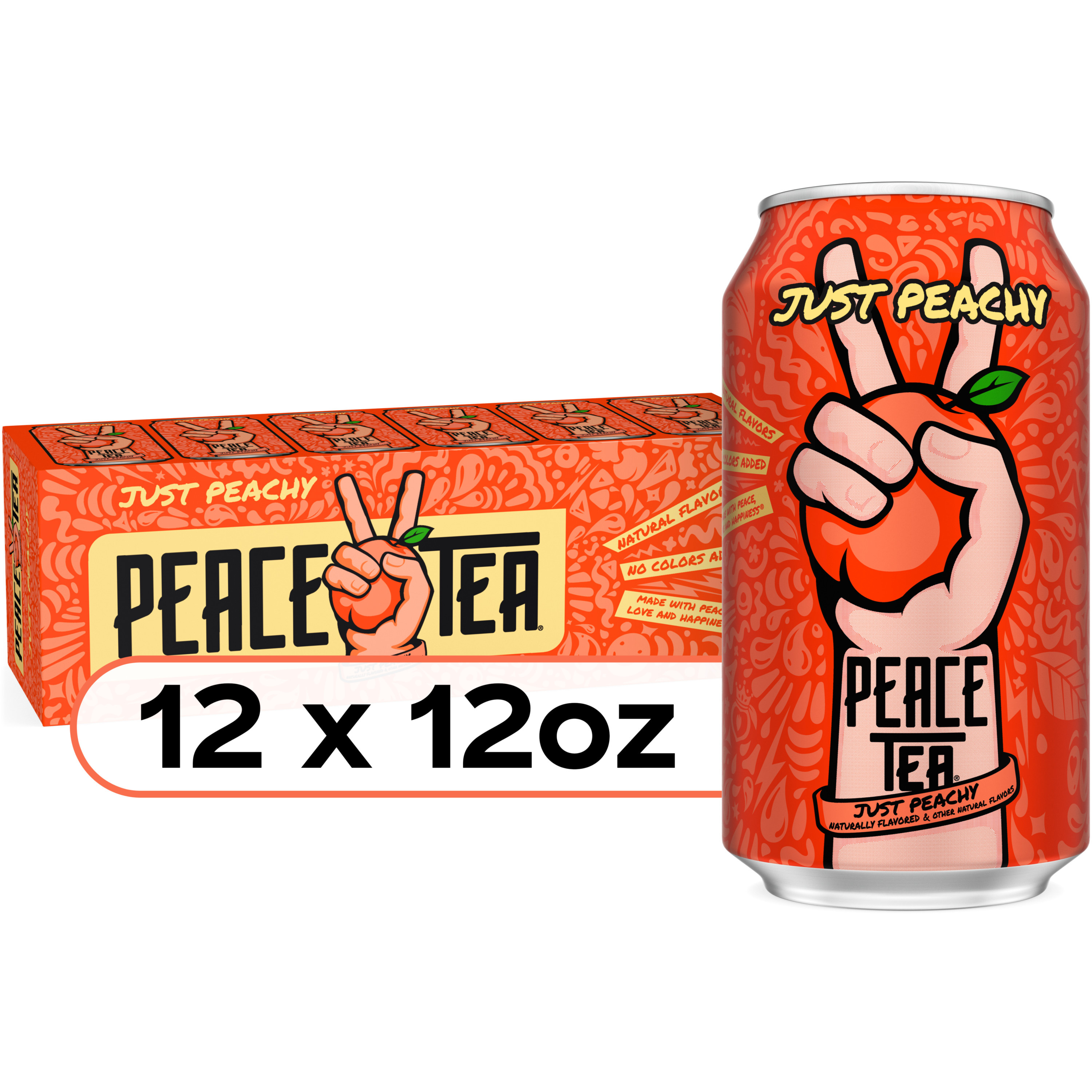 Peace Tea Just Peachy, Iced Tea with Natural Peach Flavor, 12 fl