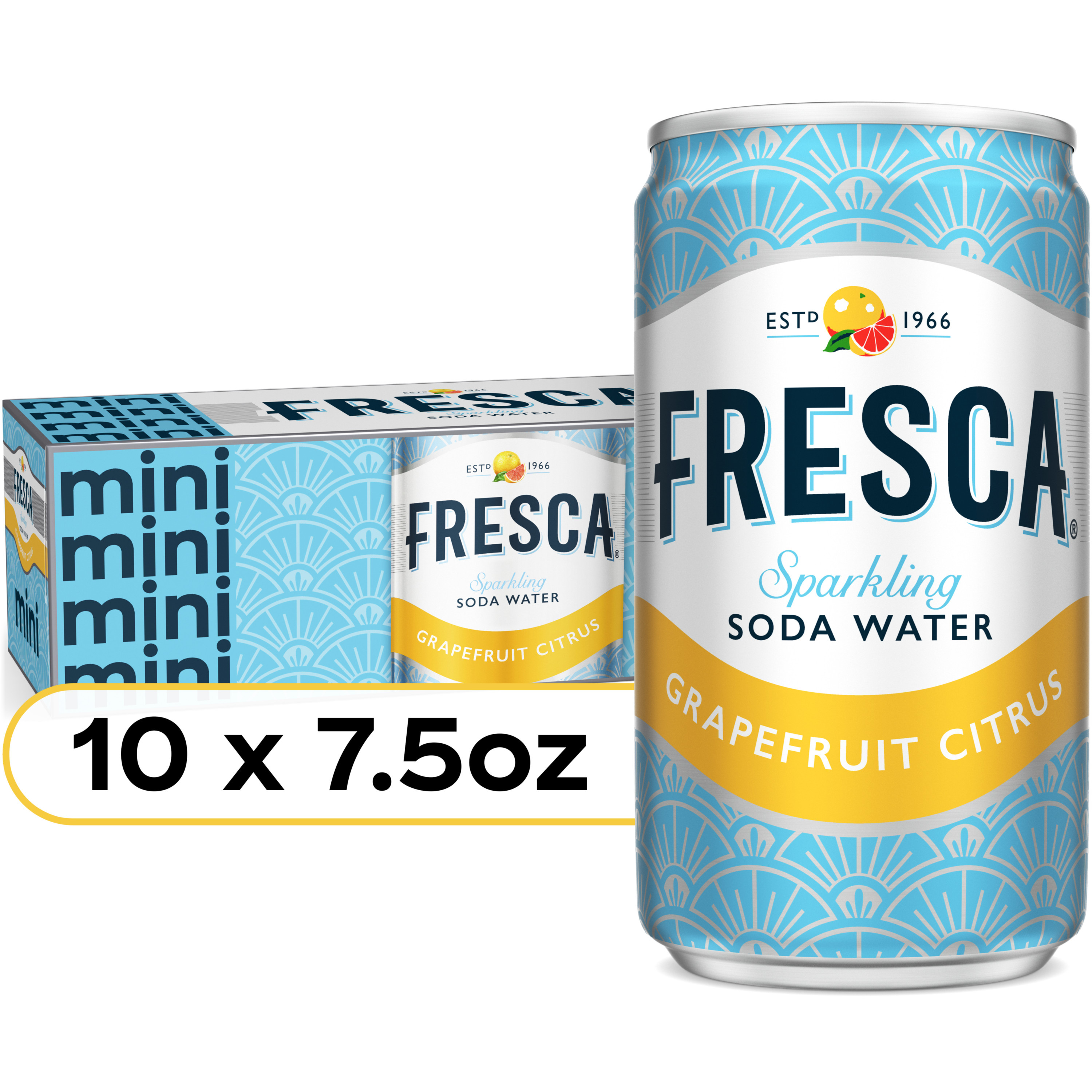 Fresca Citrus Soda Soft Drink Fridge Pack, 7.5 fl oz Mini Cans, 10