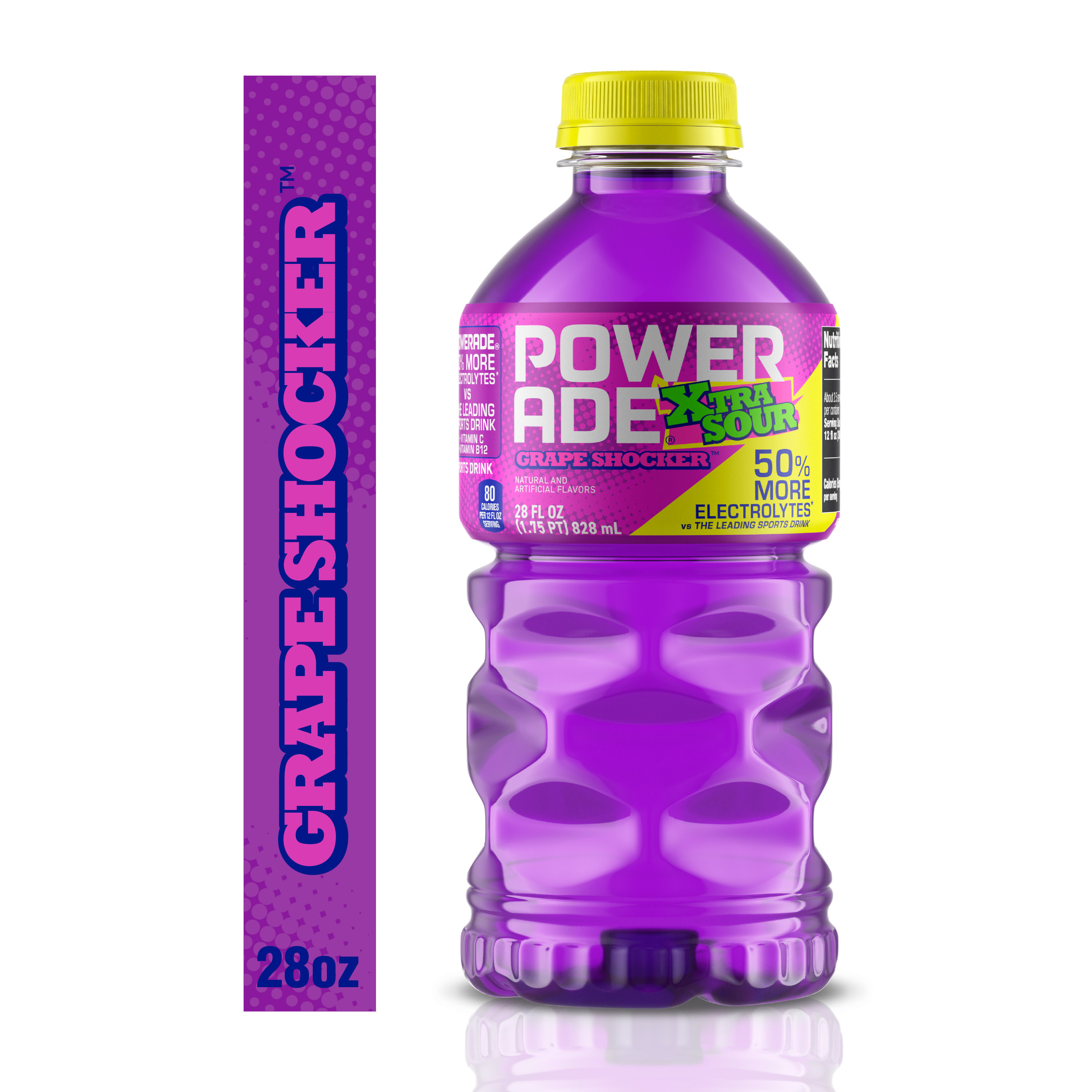 POWERADE XTRA SOUR Grape Shocker Electrolyte Sports Drink, 28 fl
