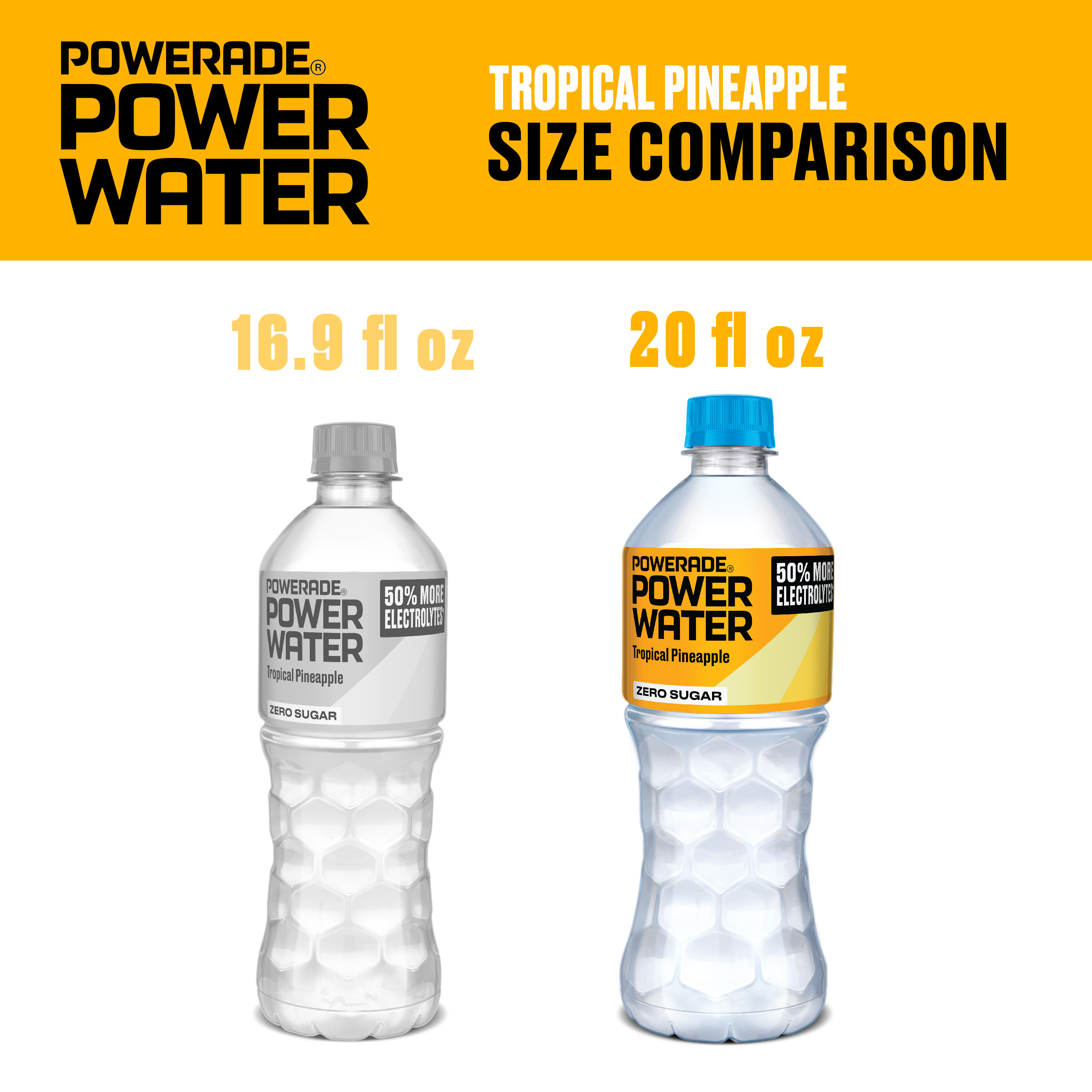 Powerade Power Water Zero Sugar Tropical Pineapple Flavored
