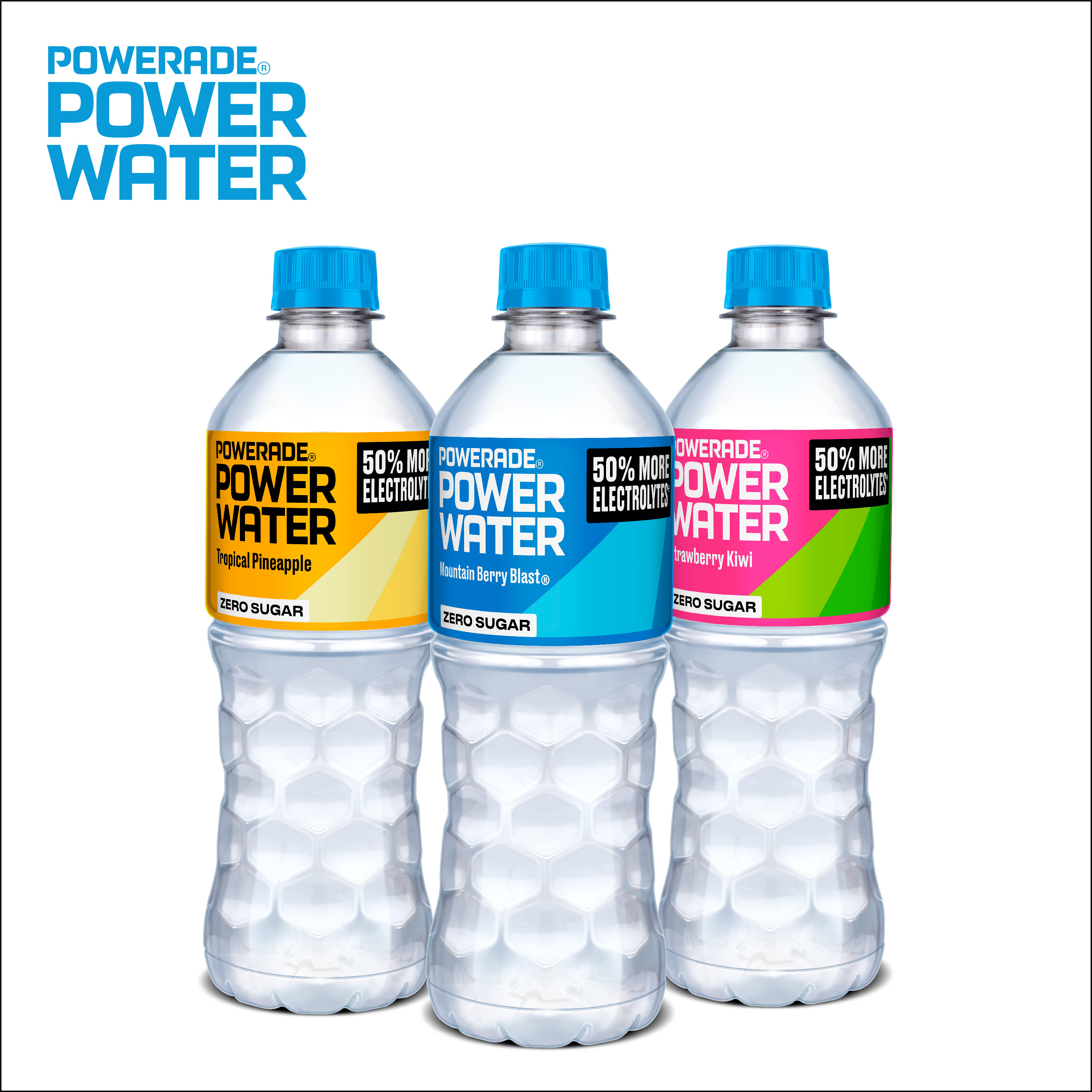 POWERADE Power Water Zero Sugar Strawberry Kiwi Bottles, 16.9 fl