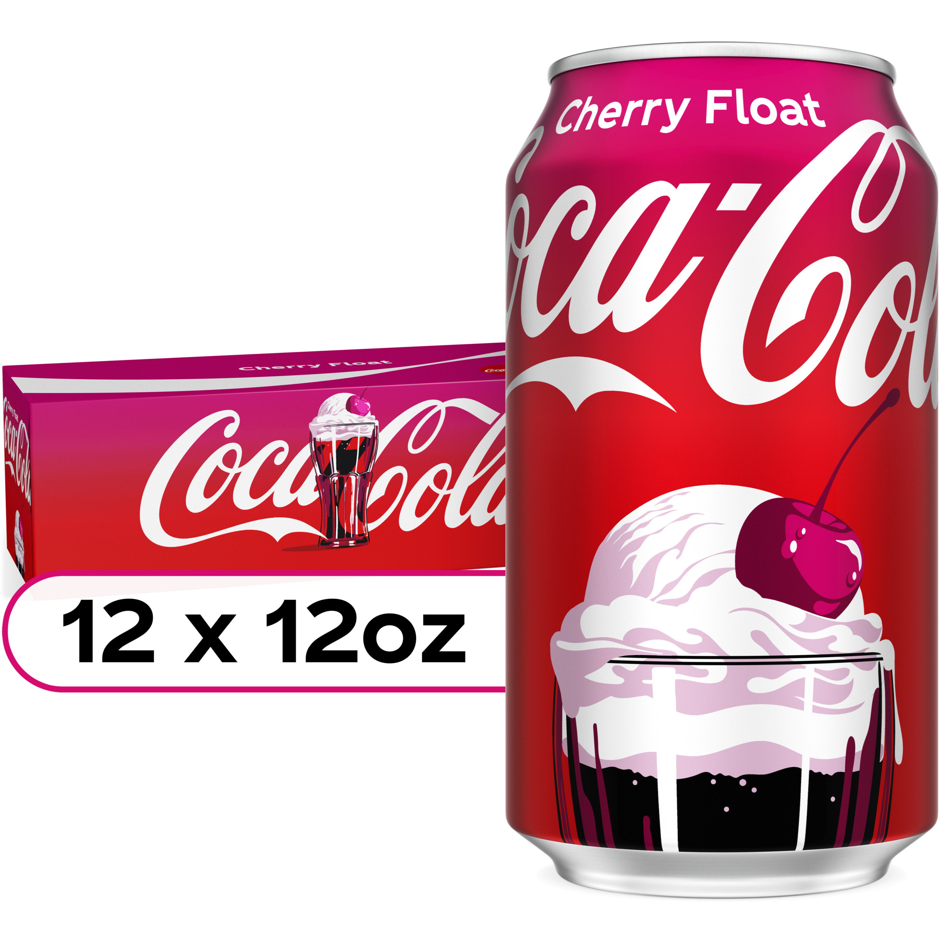 Coca-Cola Cherry Float Soda Soft Drink Fridge Pack Cans, 12 Fl Oz
