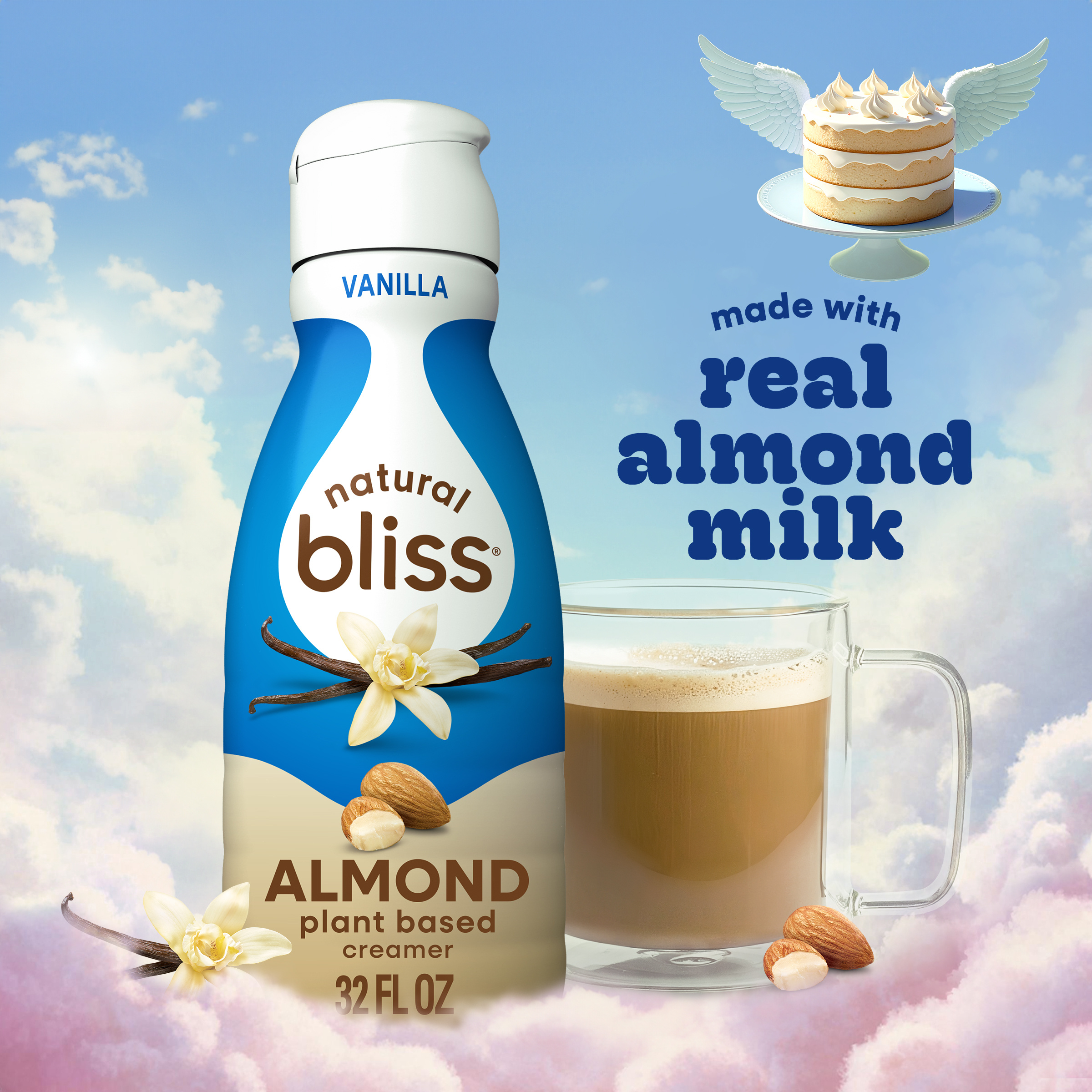 natural bliss Vanilla Flavored Almond Milk Creamer, Non Dairy