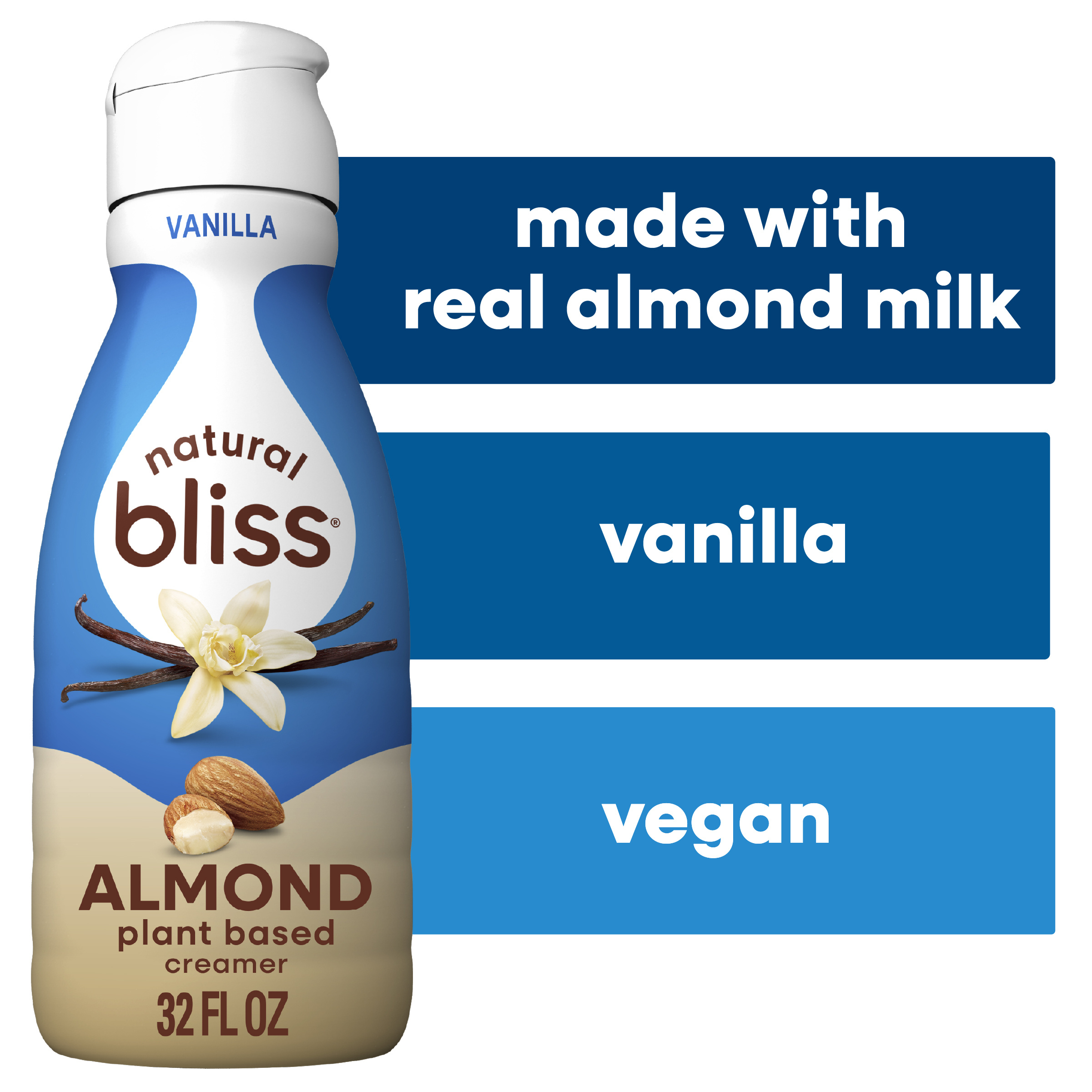 natural bliss Vanilla Flavored Almond Milk Creamer, Non Dairy