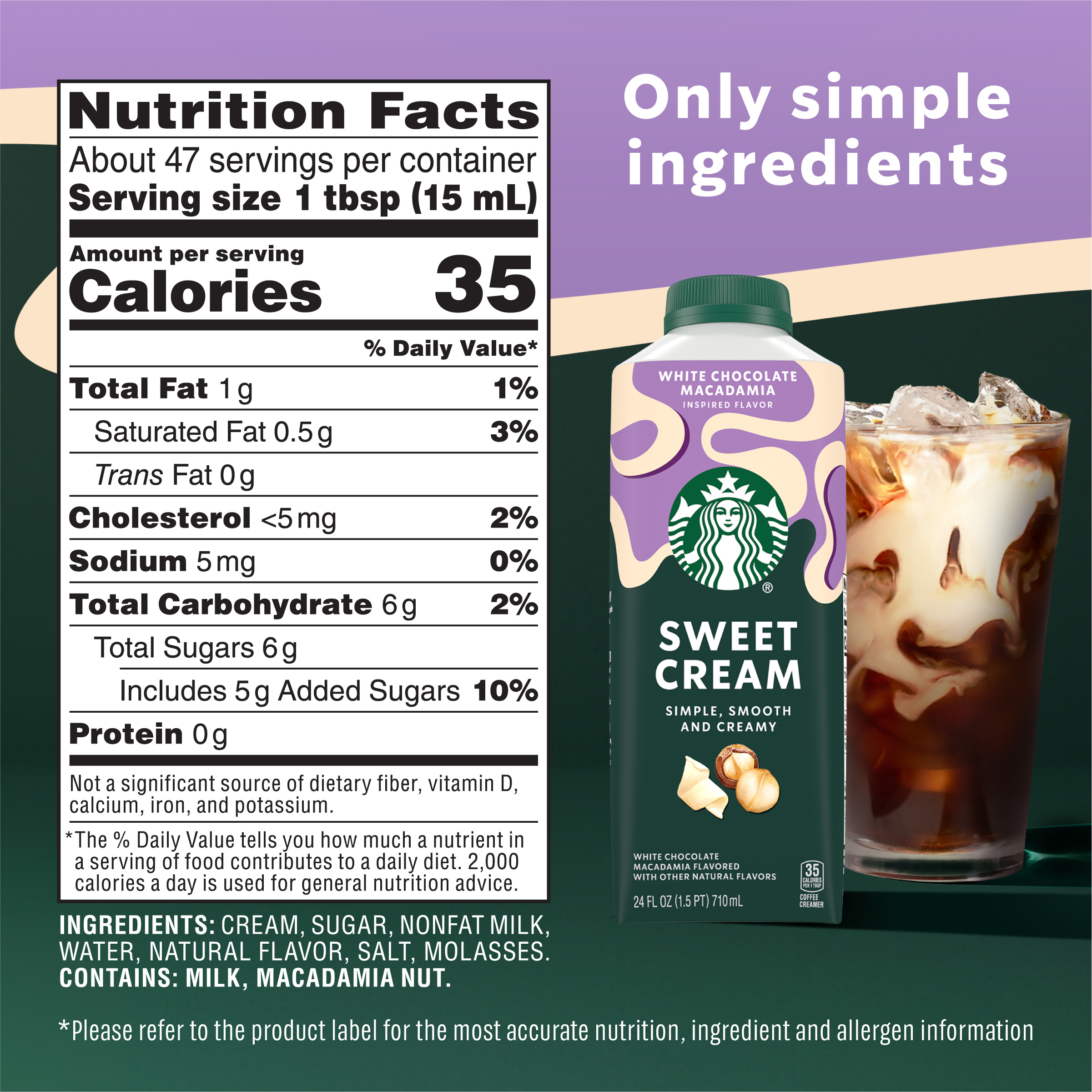 Starbucks White Chocolate Macadamia Flavored Sweet Cream Creamer