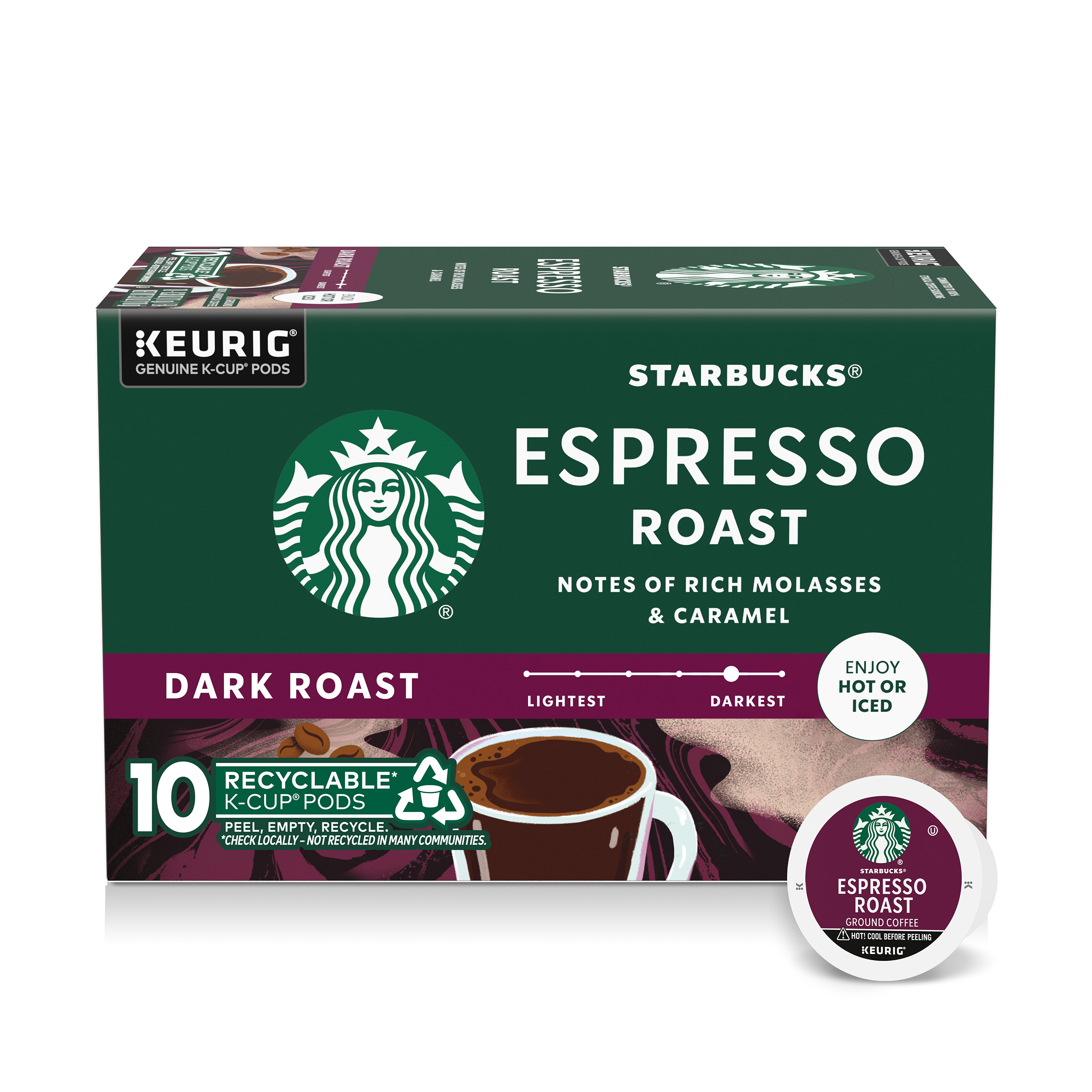 Starbucks K-Cup Coffee Pods, Dark Roast Hot or Iced Coffee