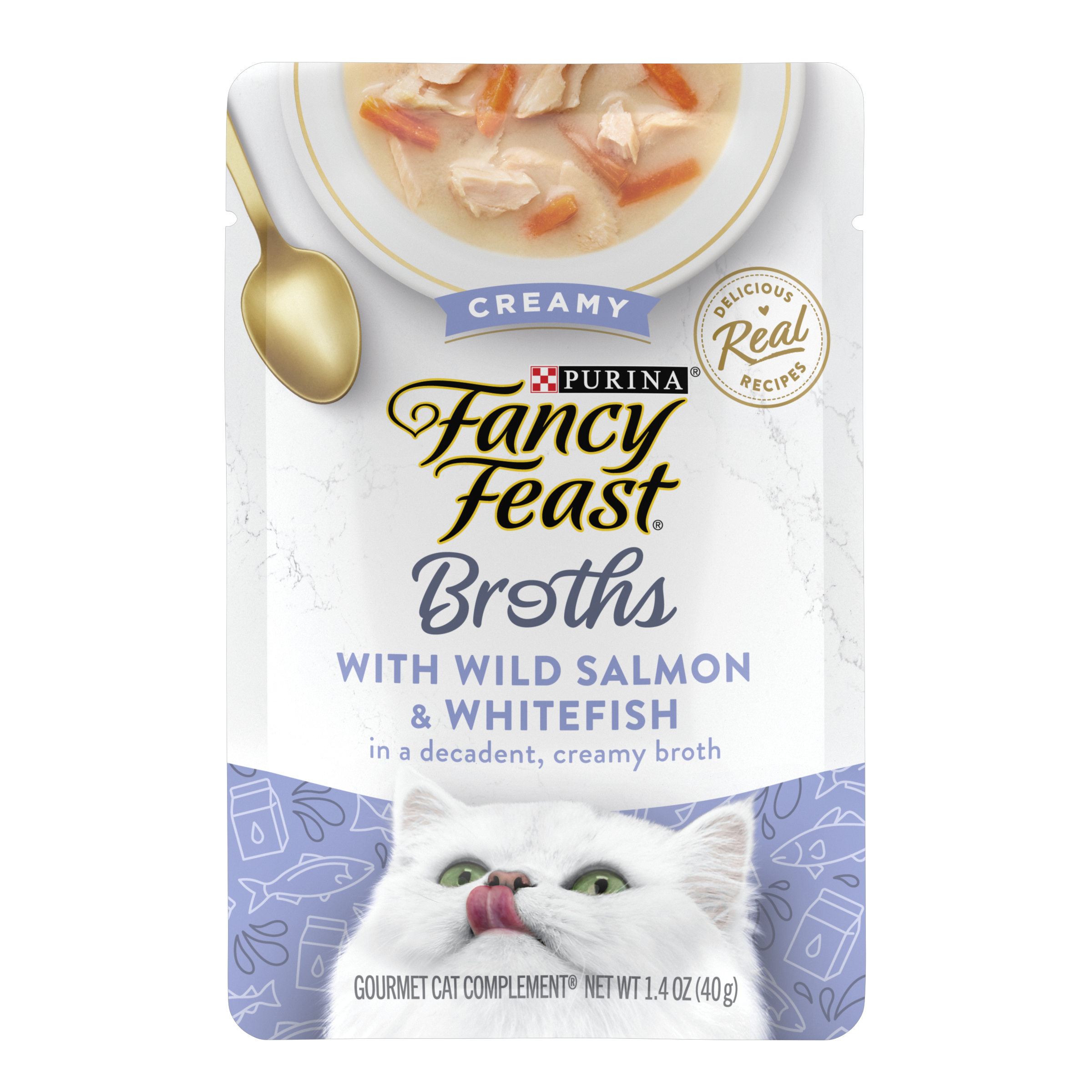 キャットフード mana Purina Fancy Feast Lickable Wet Cat Food Broth Topper, Creamy Wild