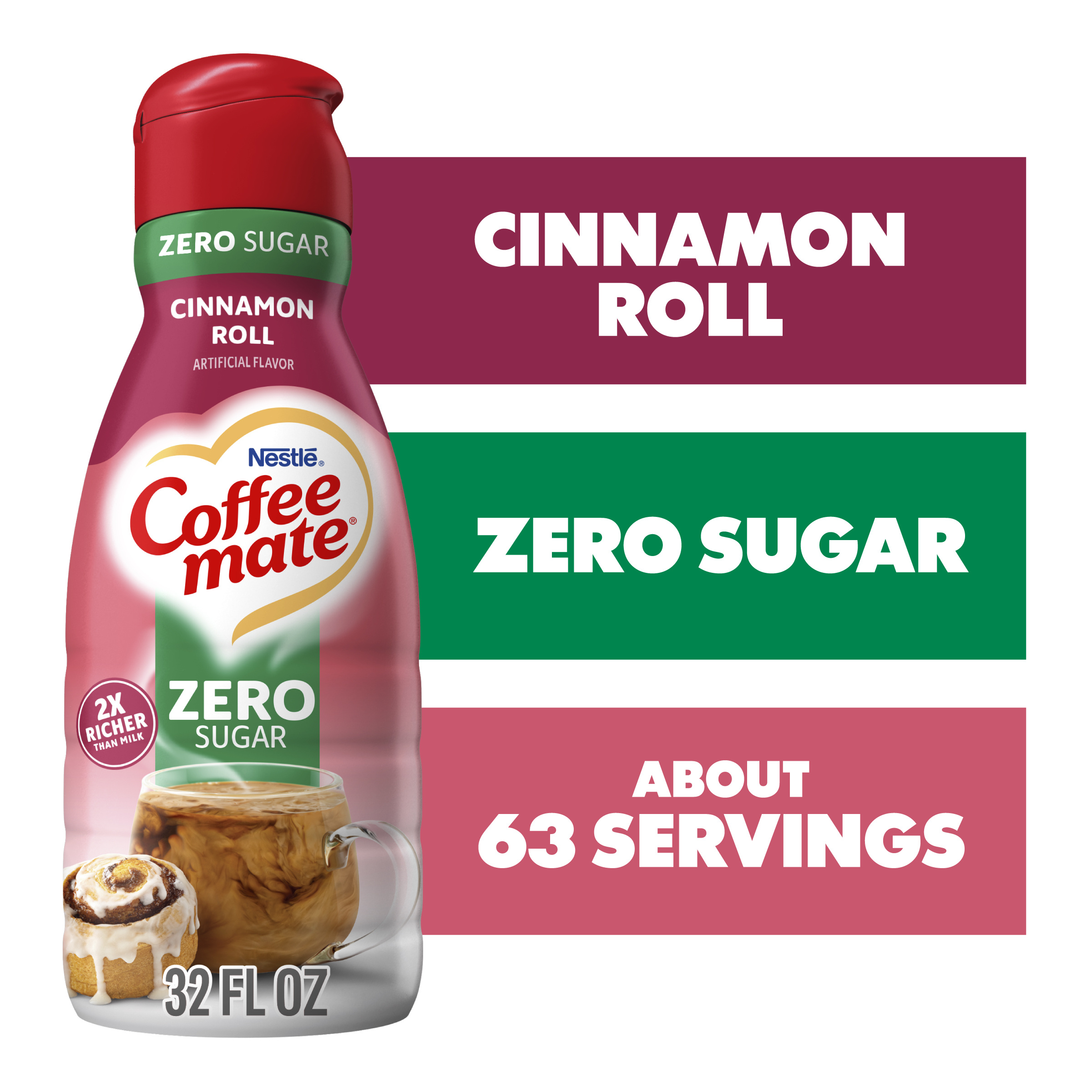 Coffee mate Cinnamon Roll Flavored Coffee Creamer, Zero Sugar
