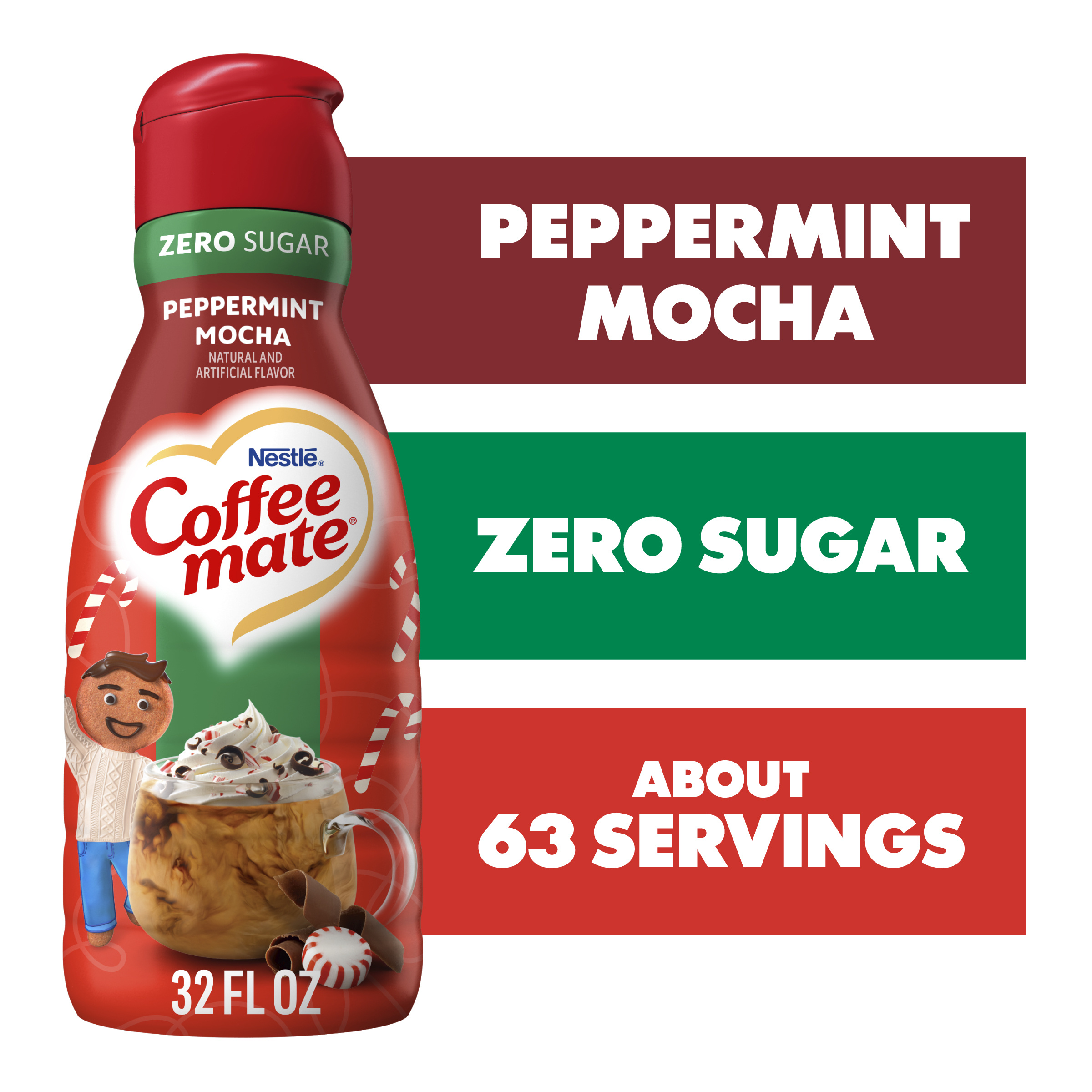 まみー Coffee mate Peppermint Mocha Flavored Coffee Creamer, Zero Sugar