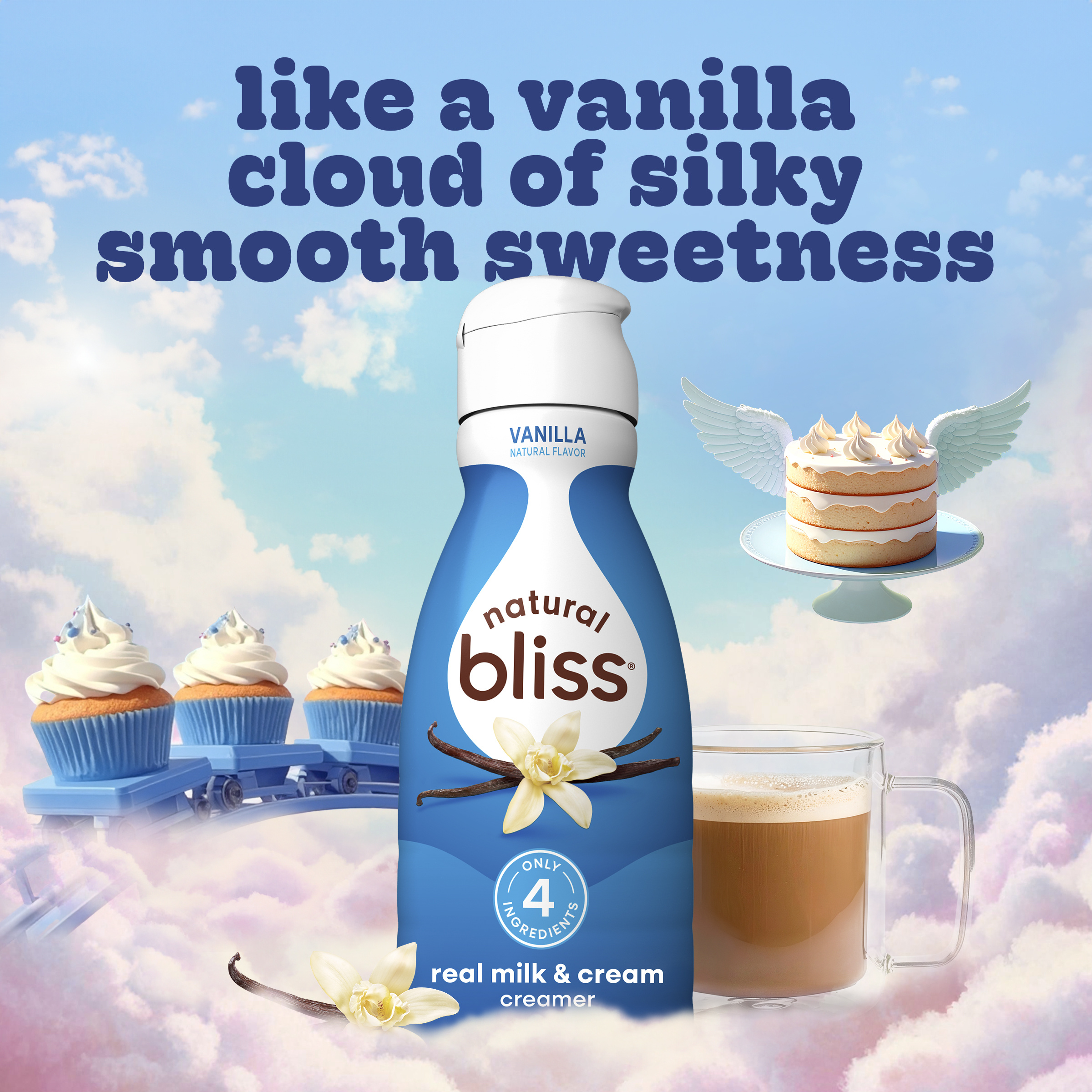 natural bliss Vanilla Flavored Creamer, Gluten Free Creamer, Iced
