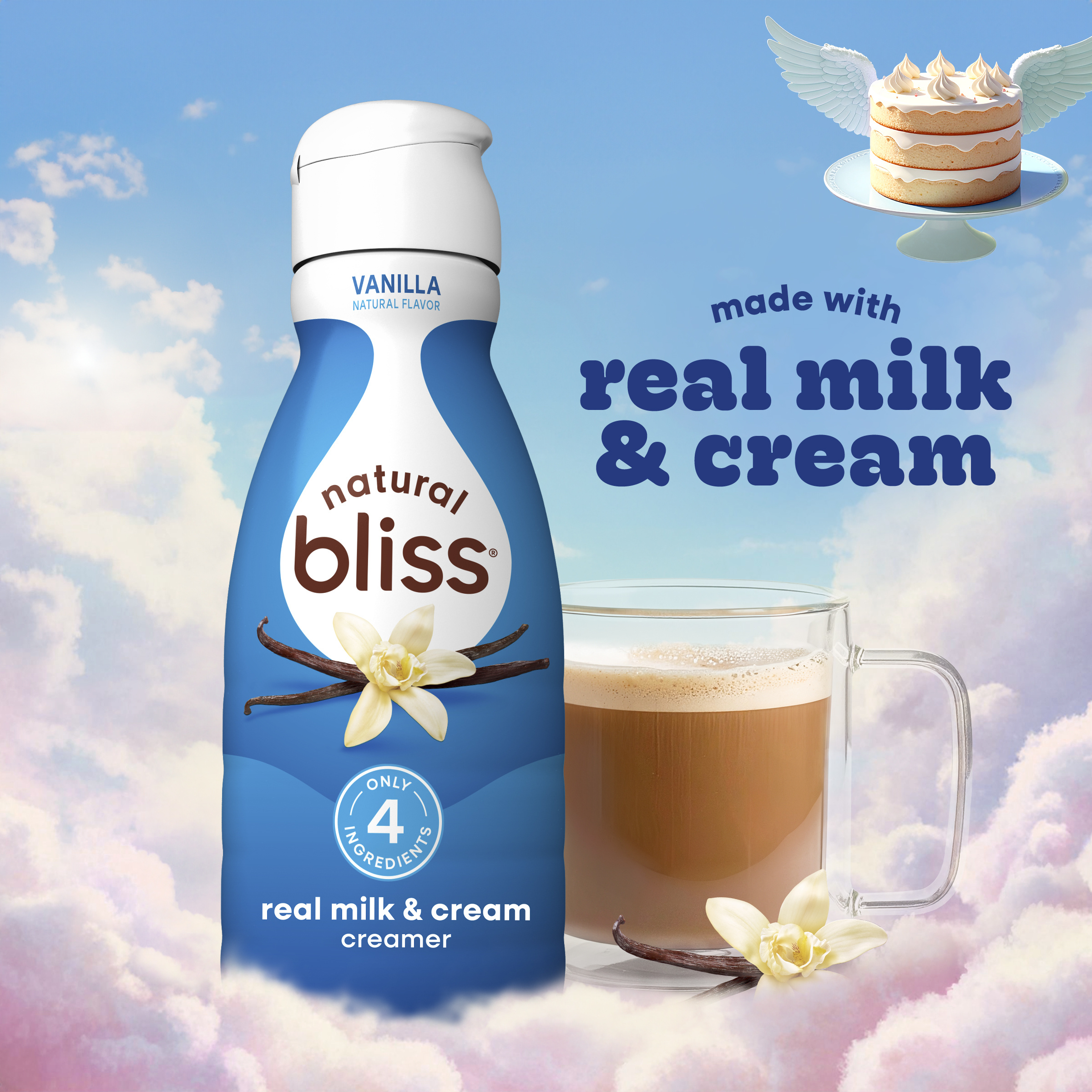 natural bliss Vanilla Flavored Creamer, Gluten Free Creamer, Iced