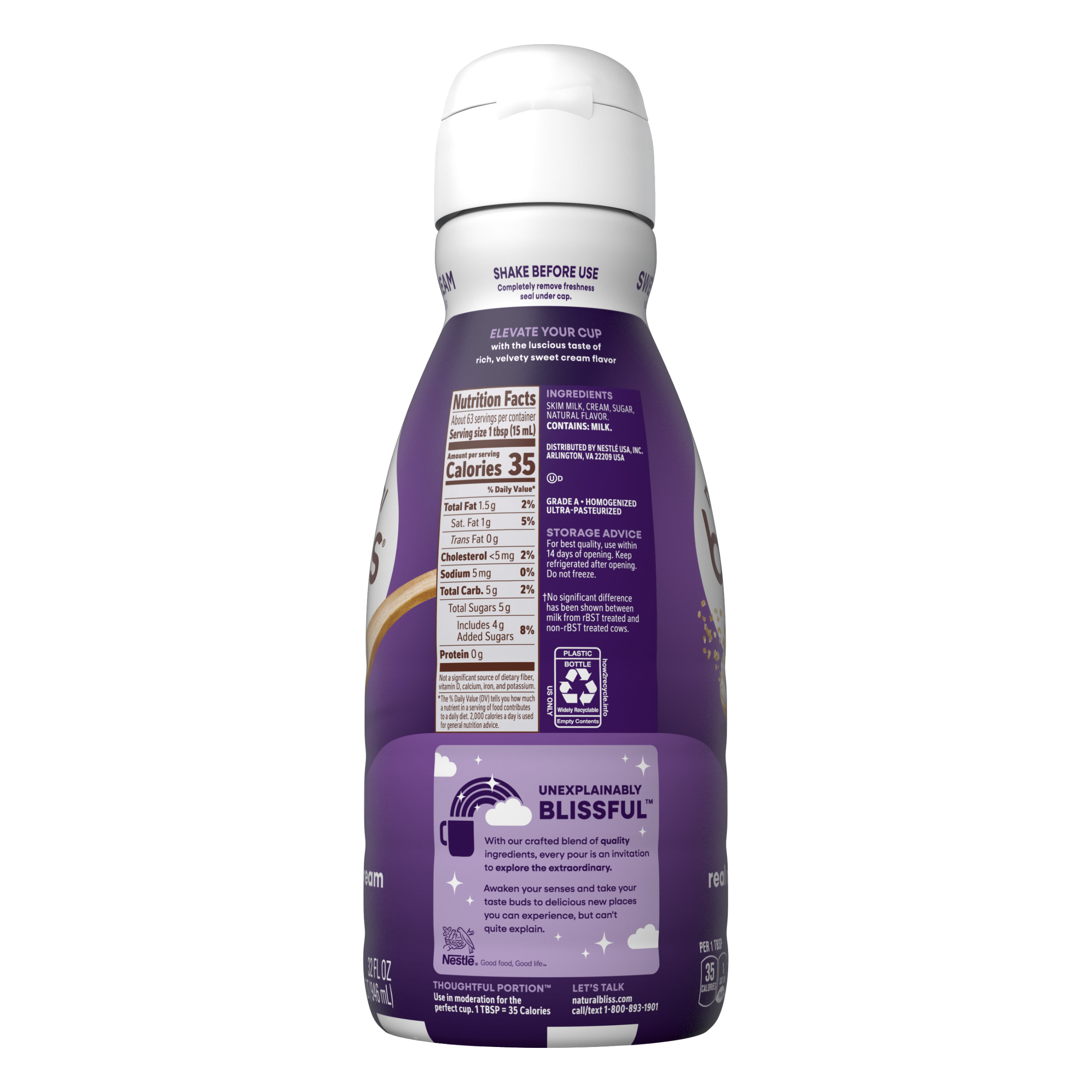 natural bliss Sweet Cream Flavored Creamer, Gluten Free Creamer