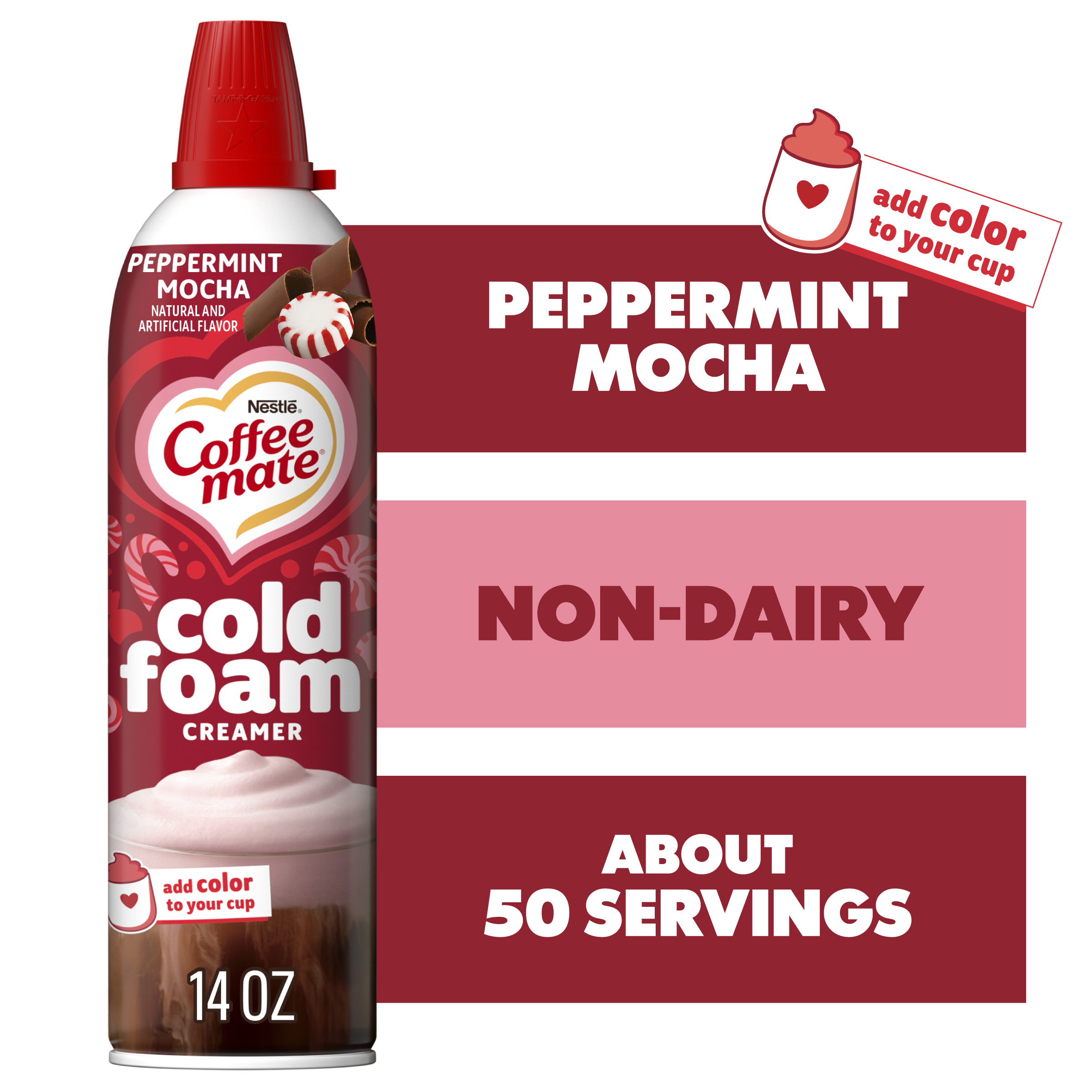 Coffee mate Peppermint Mocha Flavored Cold Foam Creamer, Cold