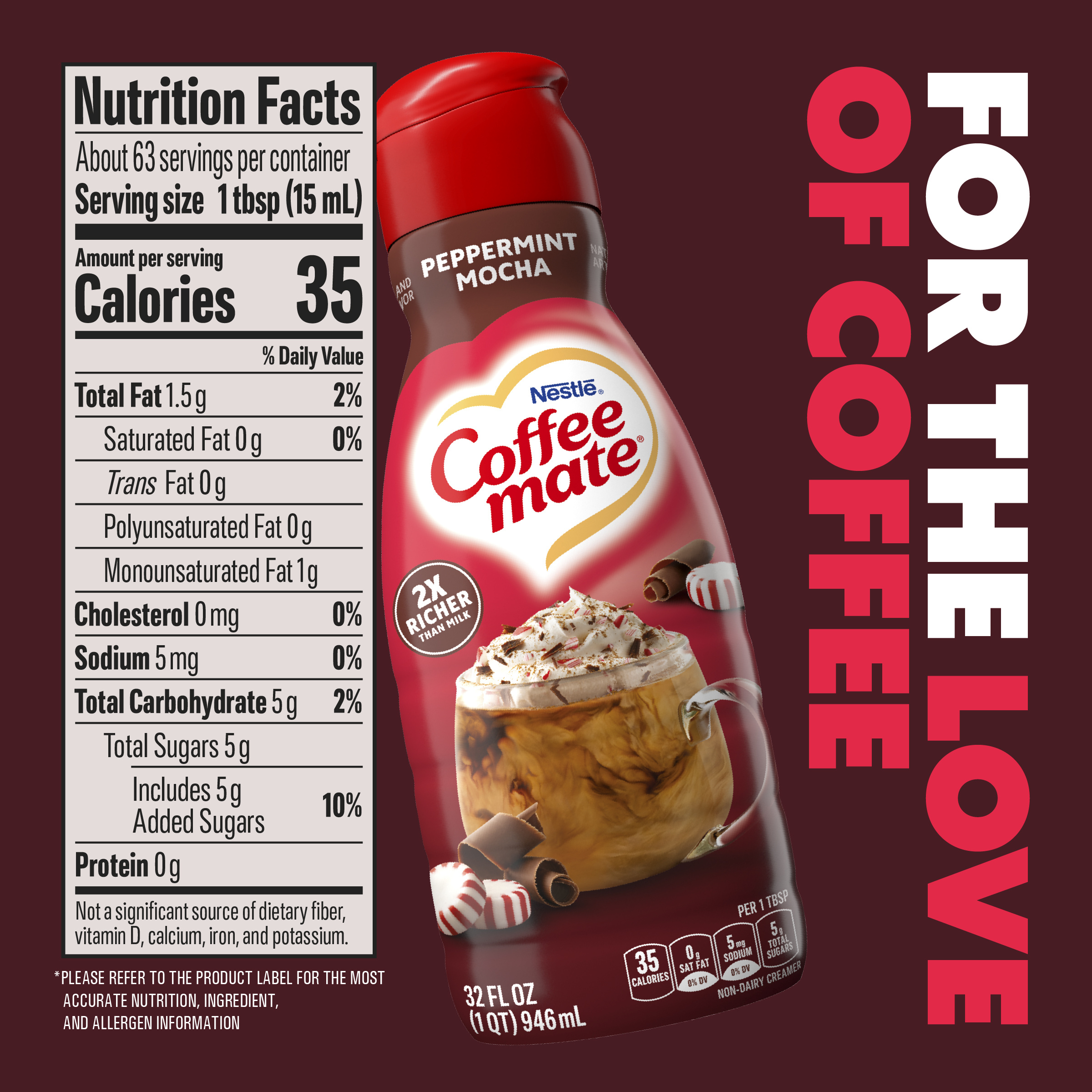 Coffee mate Peppermint Mocha Flavored Coffee Creamer, Non-Dairy