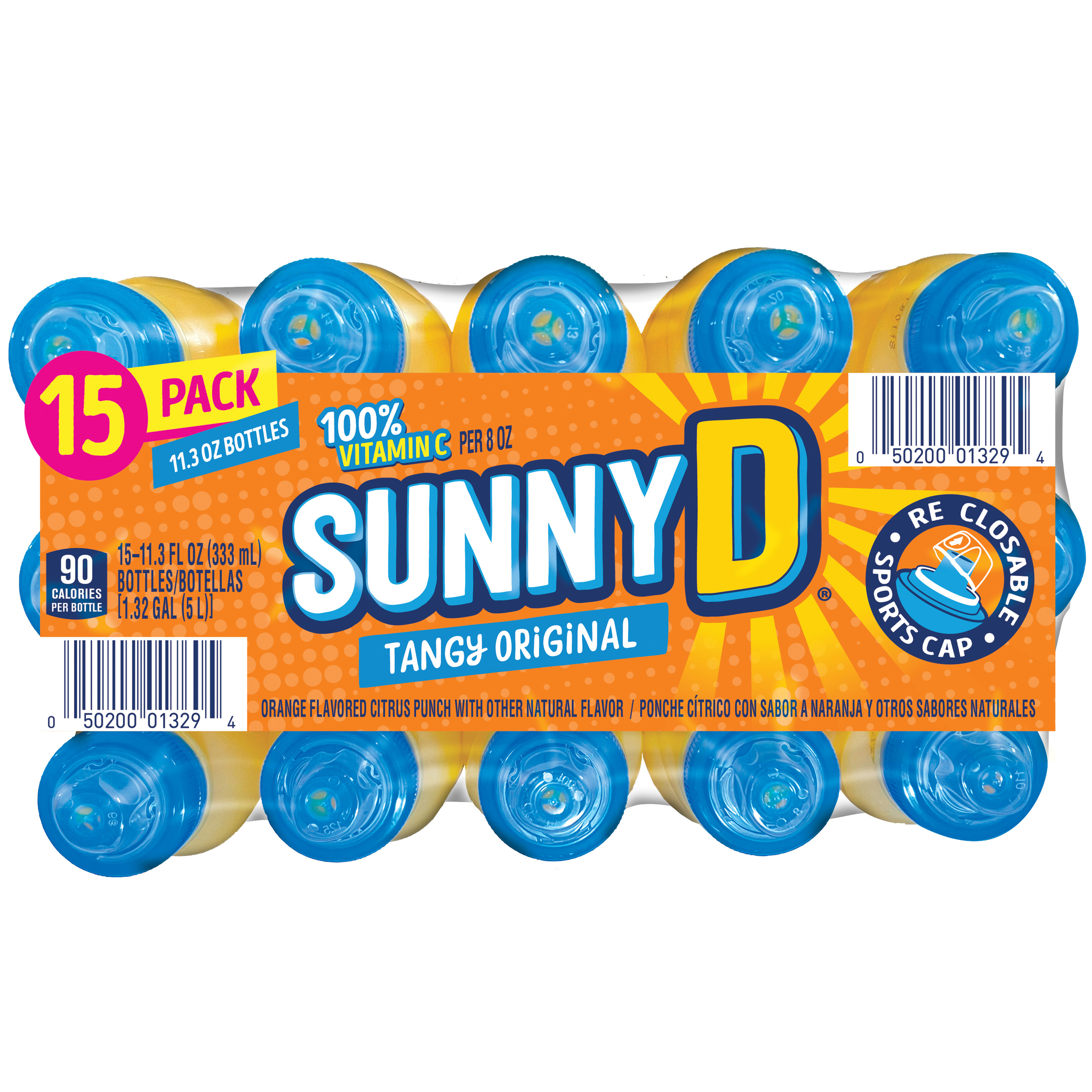SUNNYD Tangy Original Shelf Stable Orange Juice Drink, 15 Count
