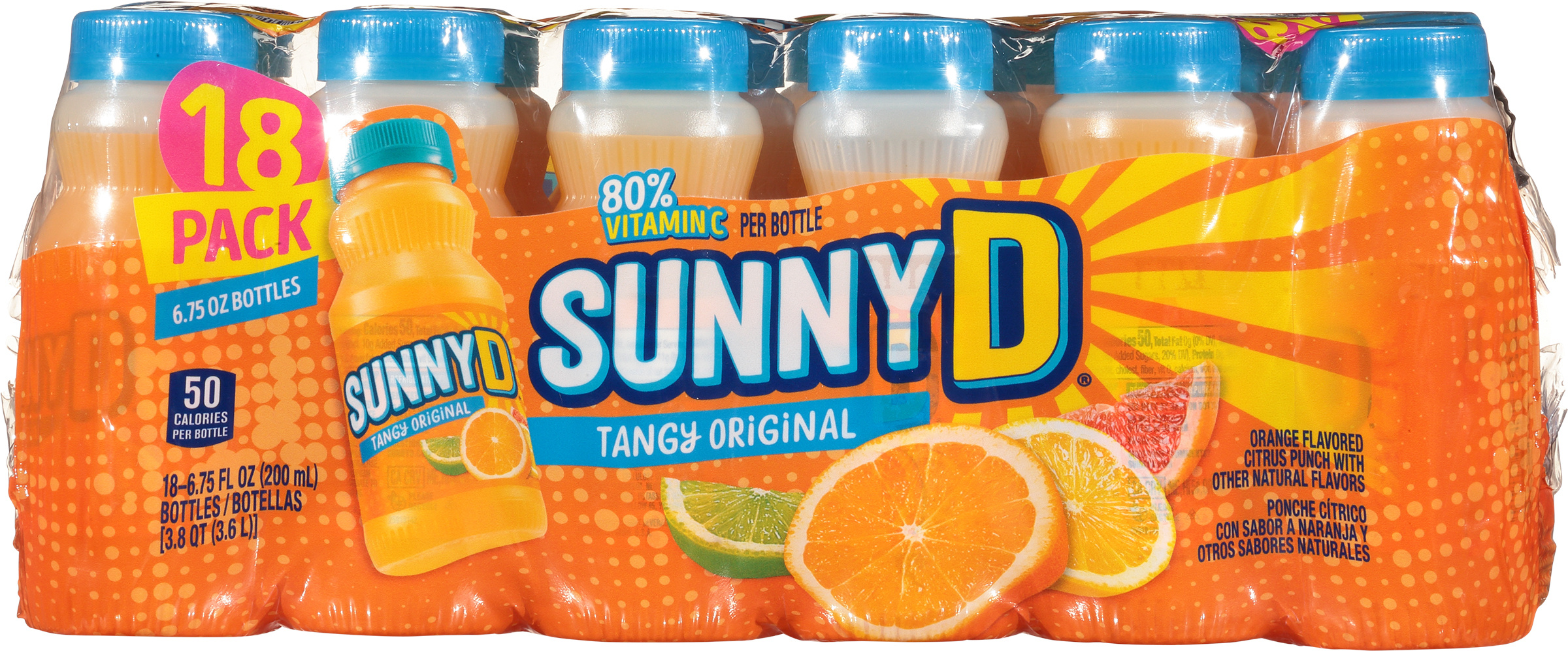 SUNNYD Tangy Original Shelf Stable Orange Juice Drink, 18 Count