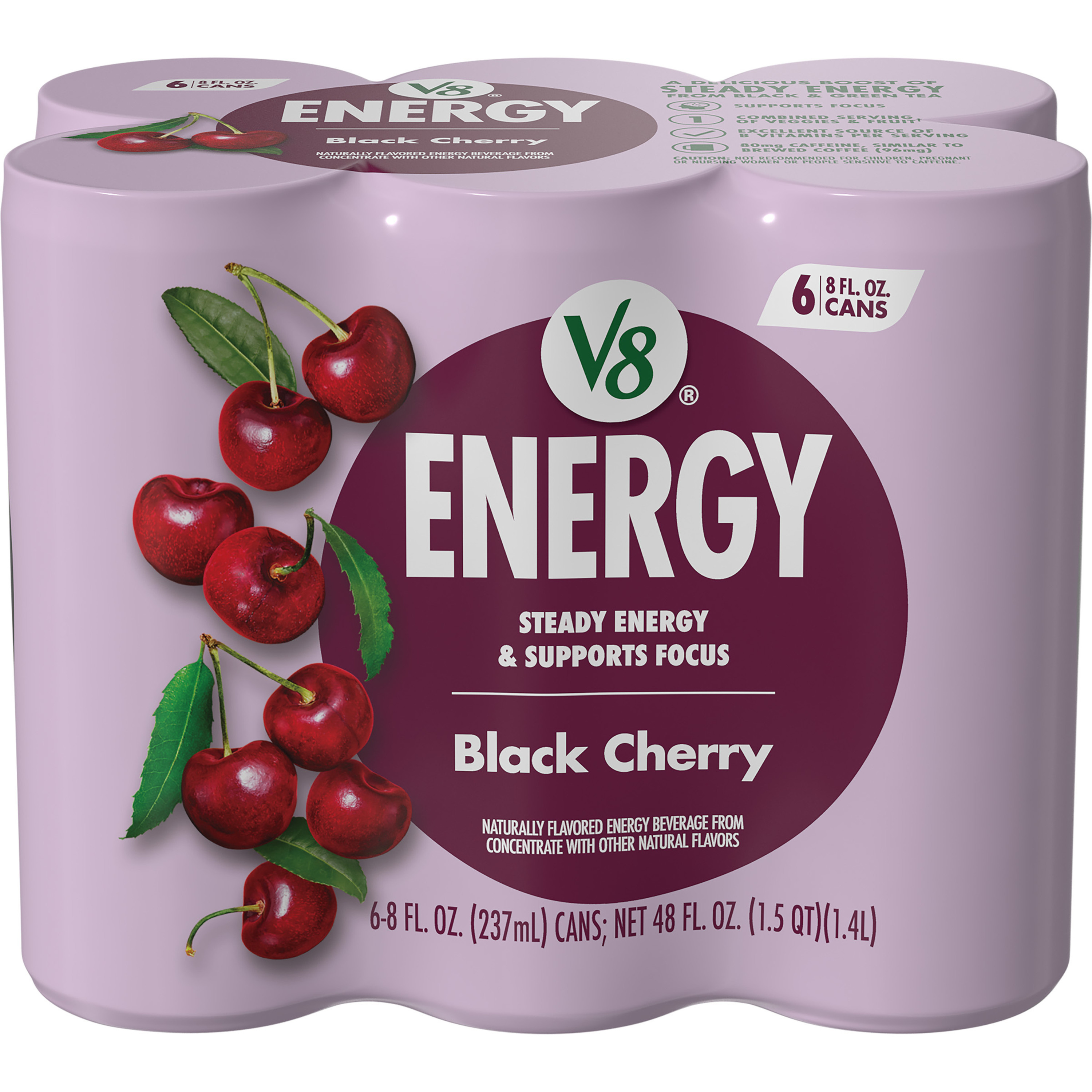 V8 Energy Black Cherry Energy Drink, 8 fl oz Can (6 Pack) | Giant