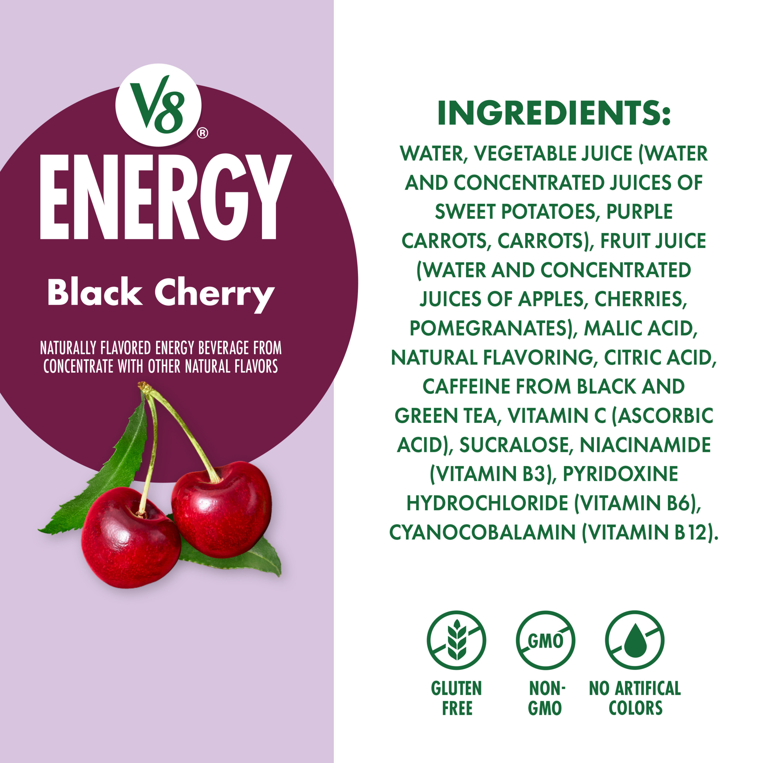 V8 Energy Black Cherry Energy Drink, 8 fl oz Can (6 Pack) | Giant
