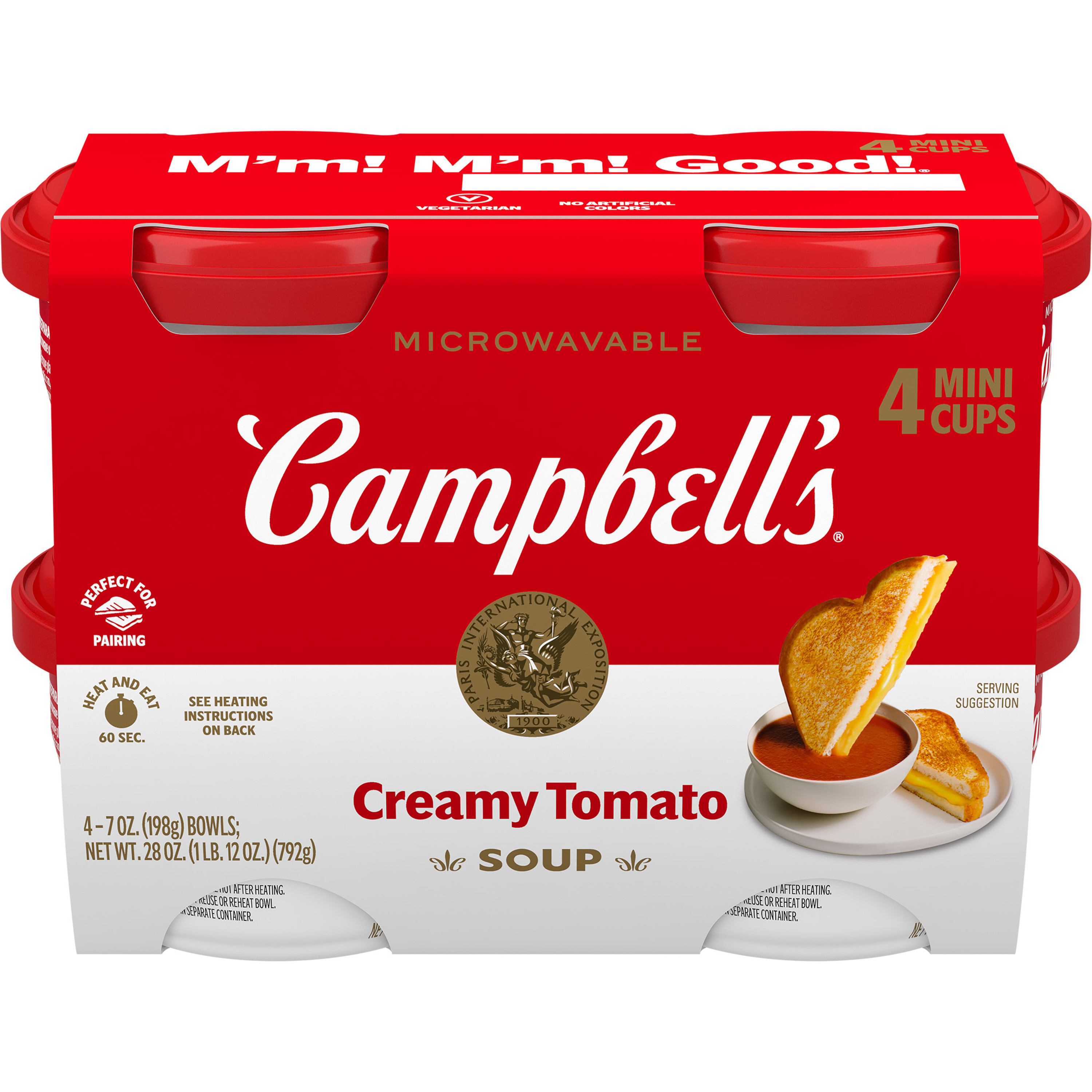 Campbell's Creamy Tomato Soup, 7 oz. Microwavable Bowl (Pack of 4