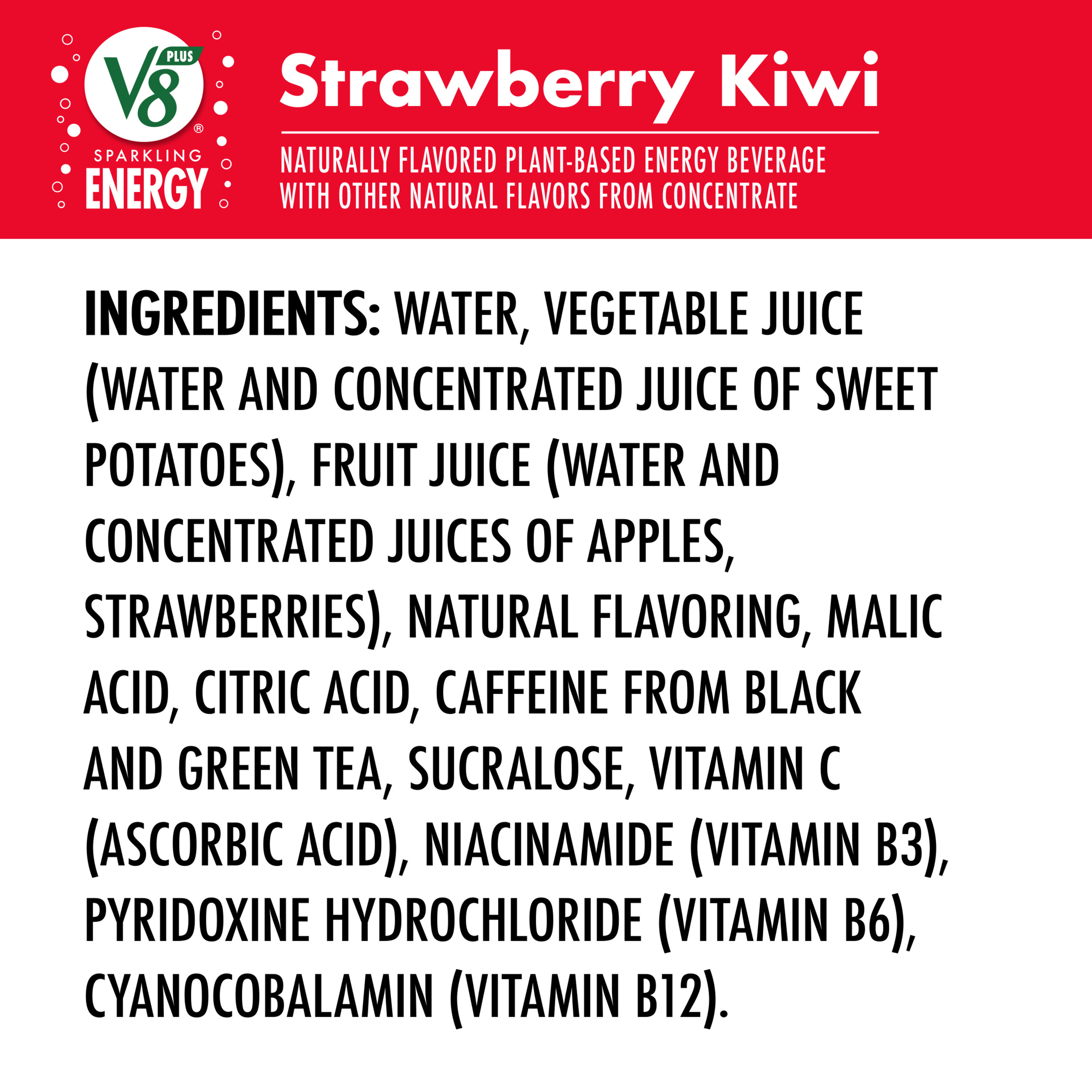 V8 +Energy Sparkling Strawberry Kiwi Juice Energy Drink, 11.5 fl