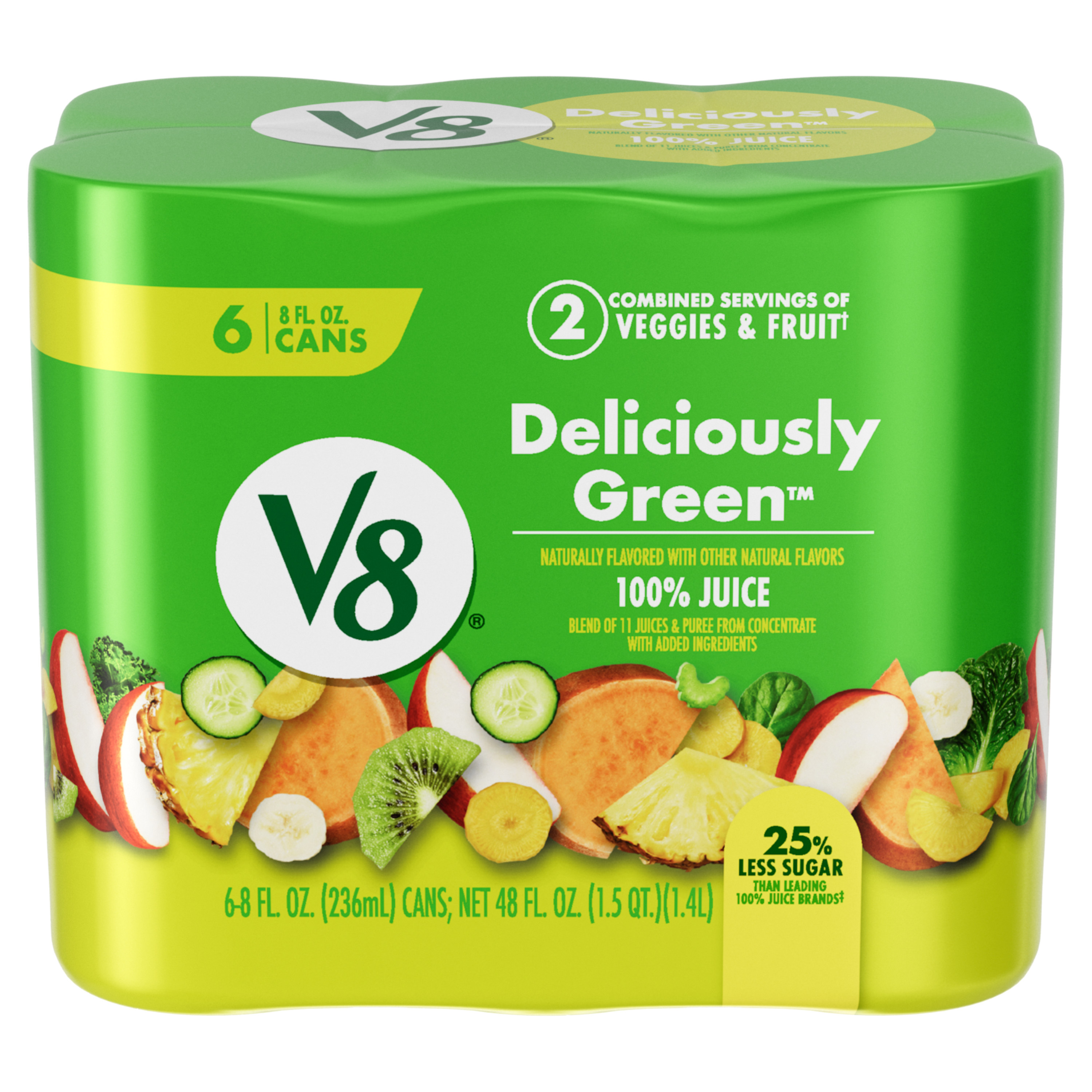 V8 Deliciously Green 100% Fruit and Vegetable Juice, 8 fl oz Can