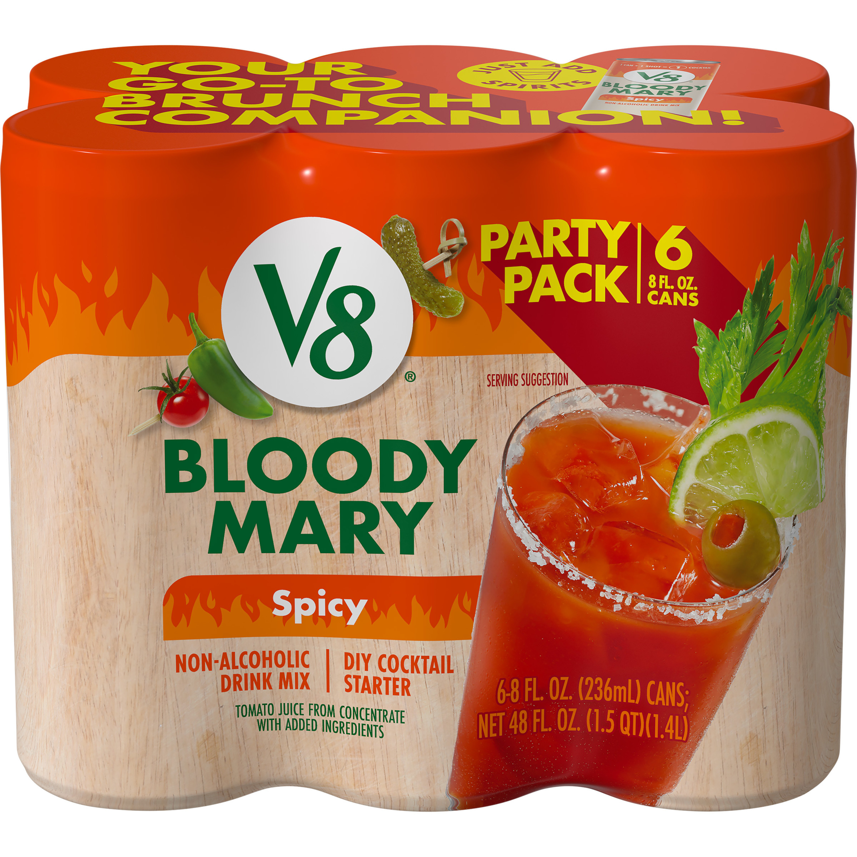 V8 Bloody Mary Spicy Mix, 8 fl oz Can (Pack of 6) | Giant Eagle