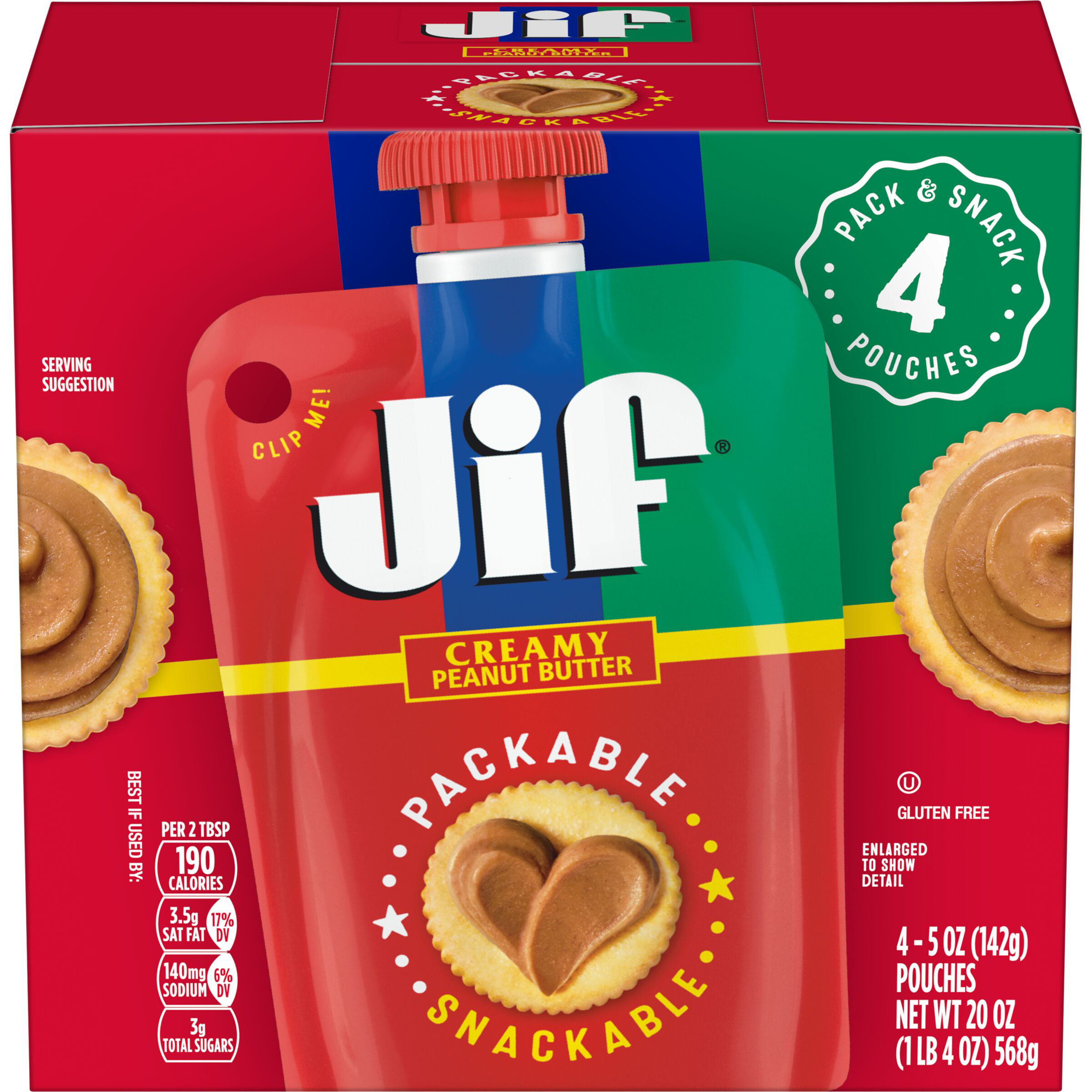Jif Portable Squeeze Creamy Peanut Butter, 5 oz. Resealable