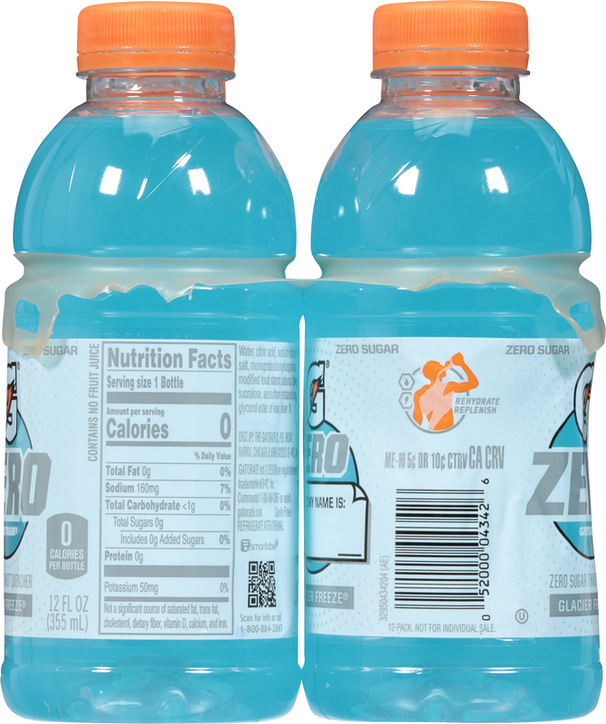Gatorade Thirst Quencher, Zero Sugar, Glacier Freeze, 12-Pack