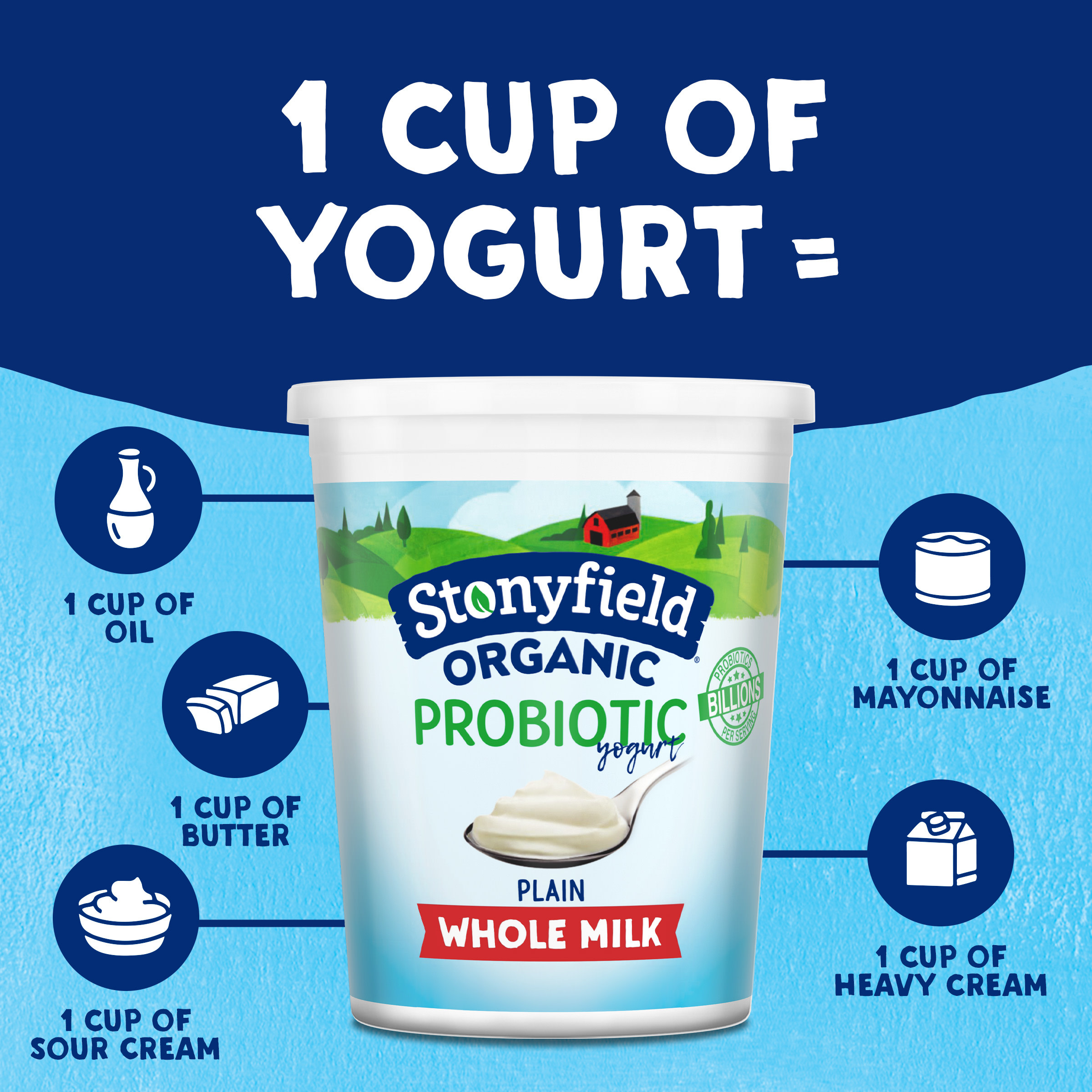 Stonyfield Organic Whole Milk Probiotic Yogurt, Plain Giant