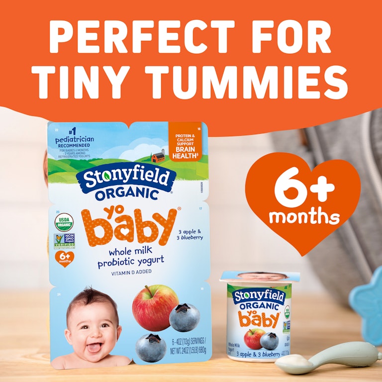 Stonyfield Organic YoBaby Whole Milk Baby Yogurt Cups, Apple