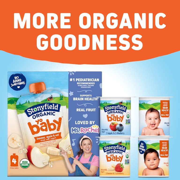 Stonyfield Organic YoBaby Whole Milk Baby Yogurt Cups, Apple