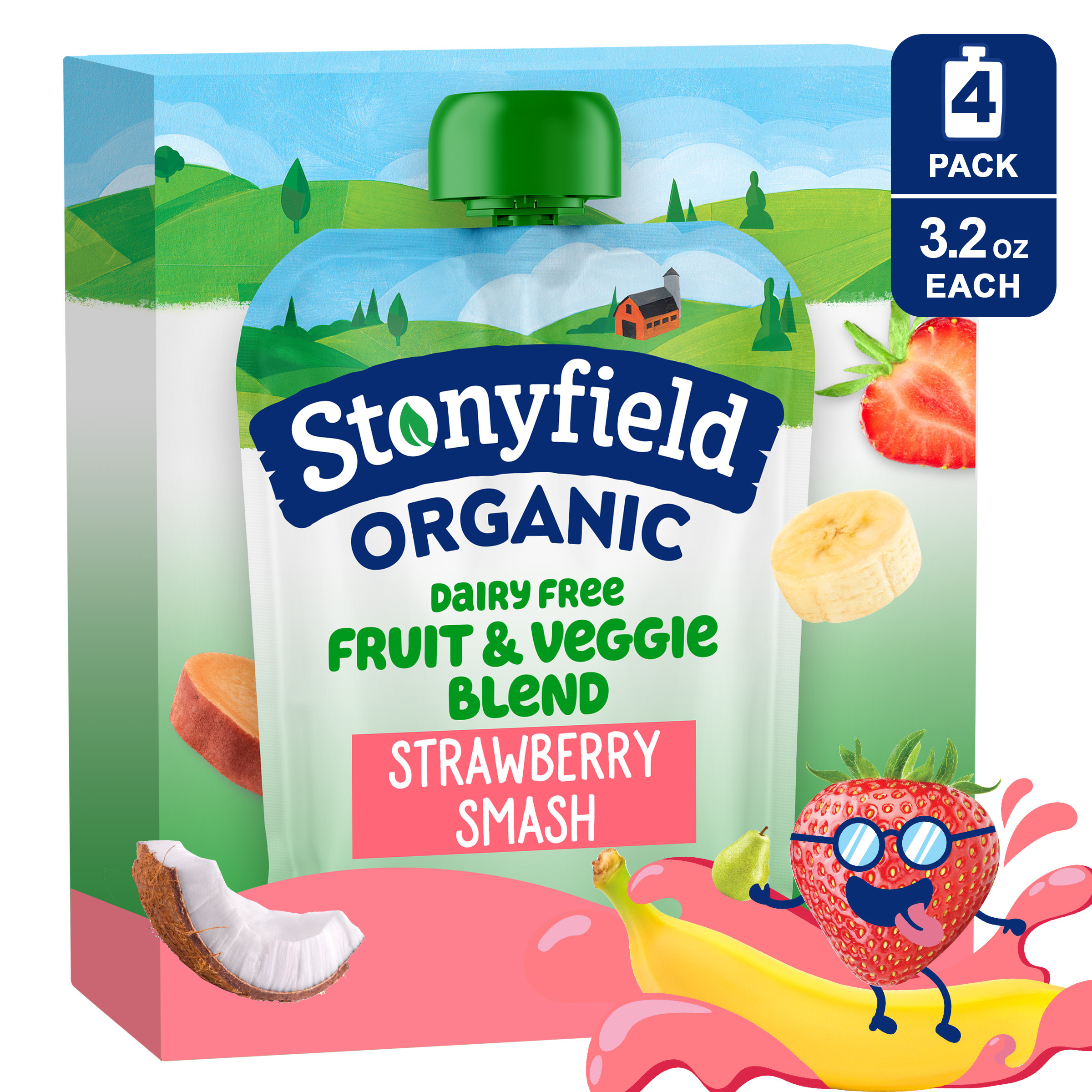 Stonyfield Organic, Strawbana Smash, 12.8 oz, 4 pouches | Giant