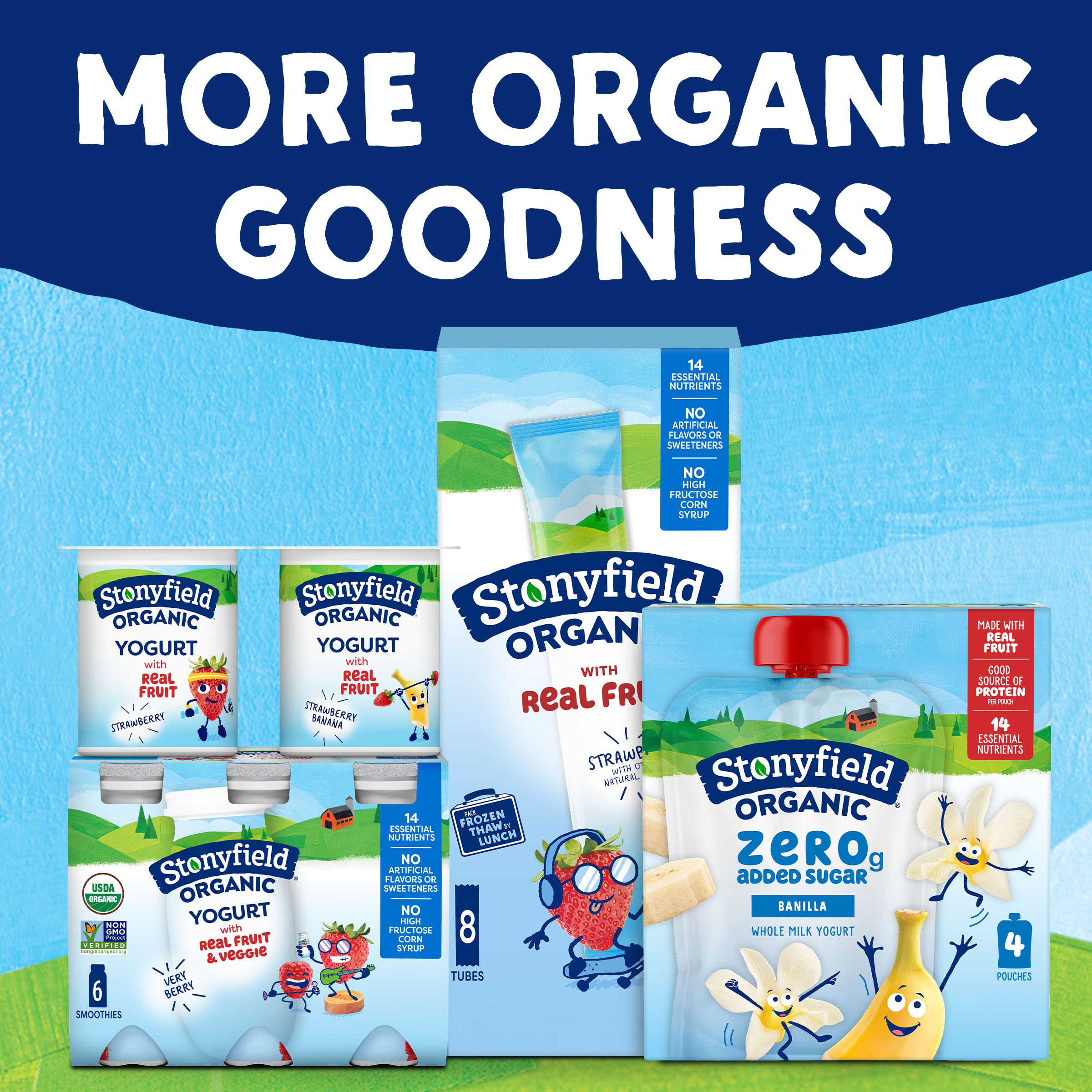 Stonyfield Organic Kids Zero Grams Added Sugar Banilla Whole Milk
