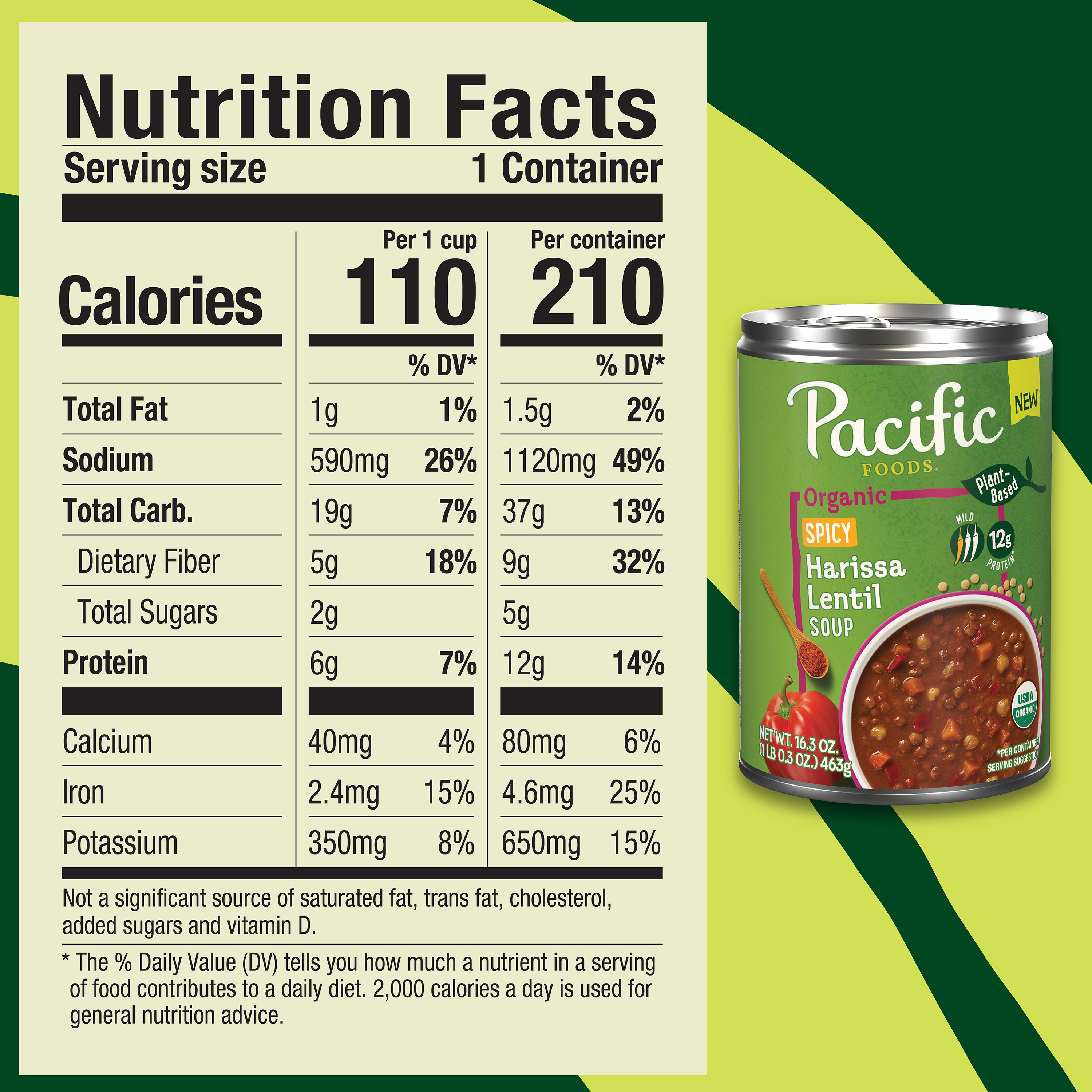 Pacific Foods Organic Spicy Harissa Lentil Soup, Plant Based, 16.3