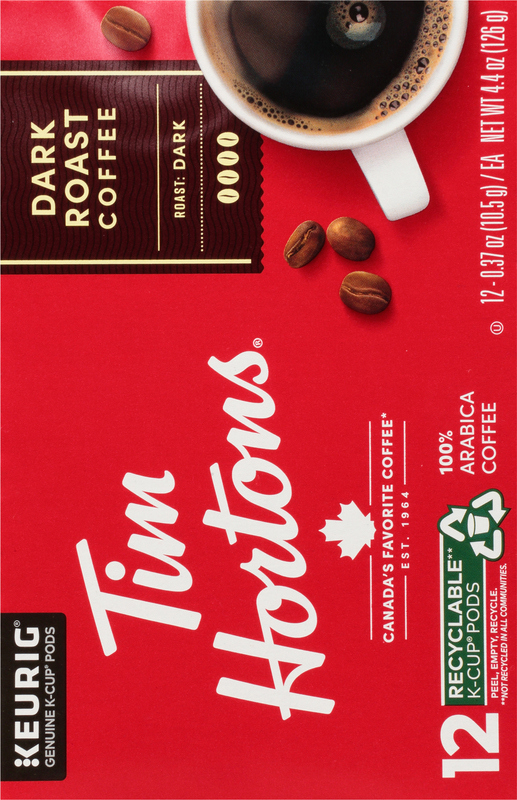 Tim Hortons Coffee, Dark Roast, K-Cup Pods Giant Eagle Because