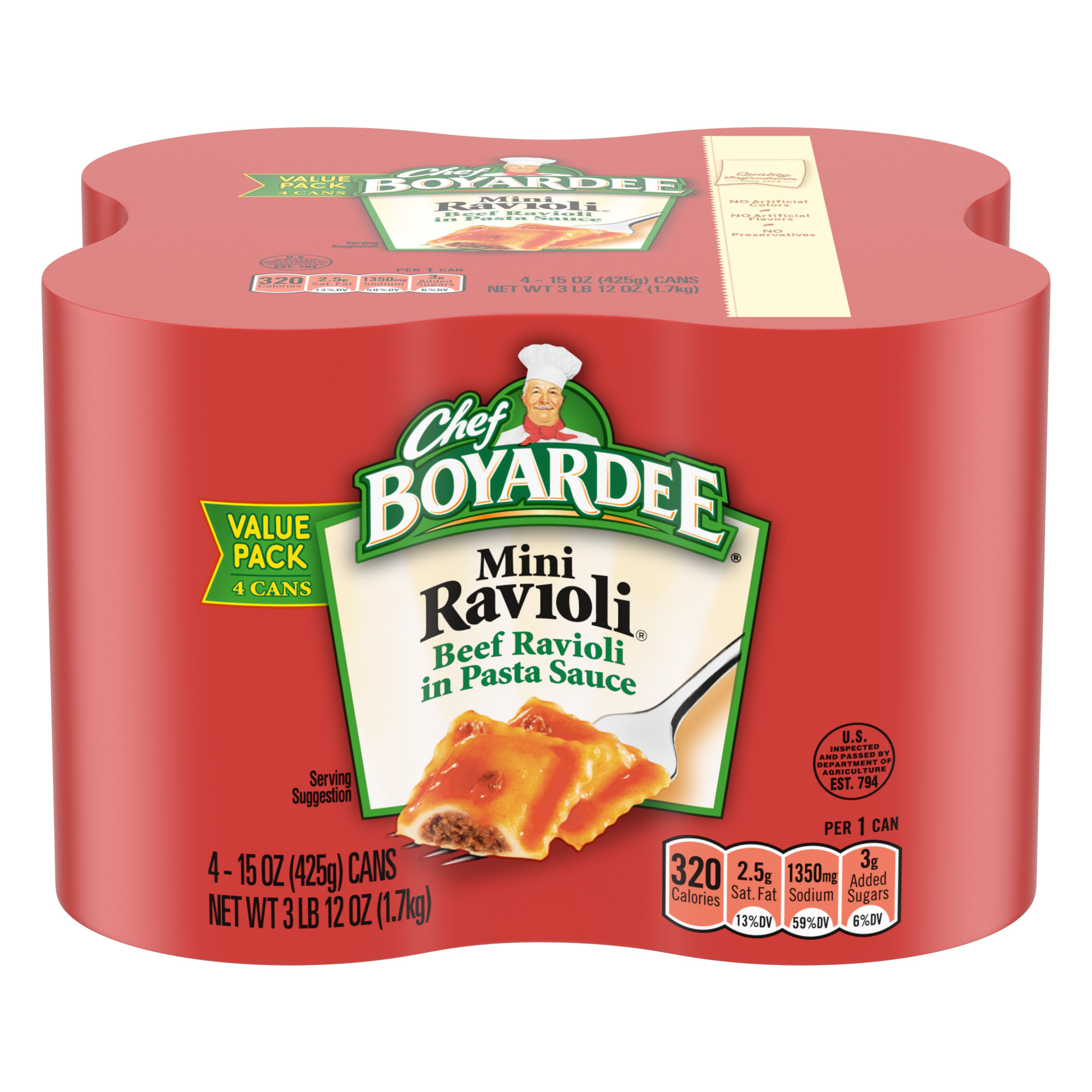 Chef Boyardee Mini Ravioli, Beef Ravioli in Pasta Sauce, Ready-to
