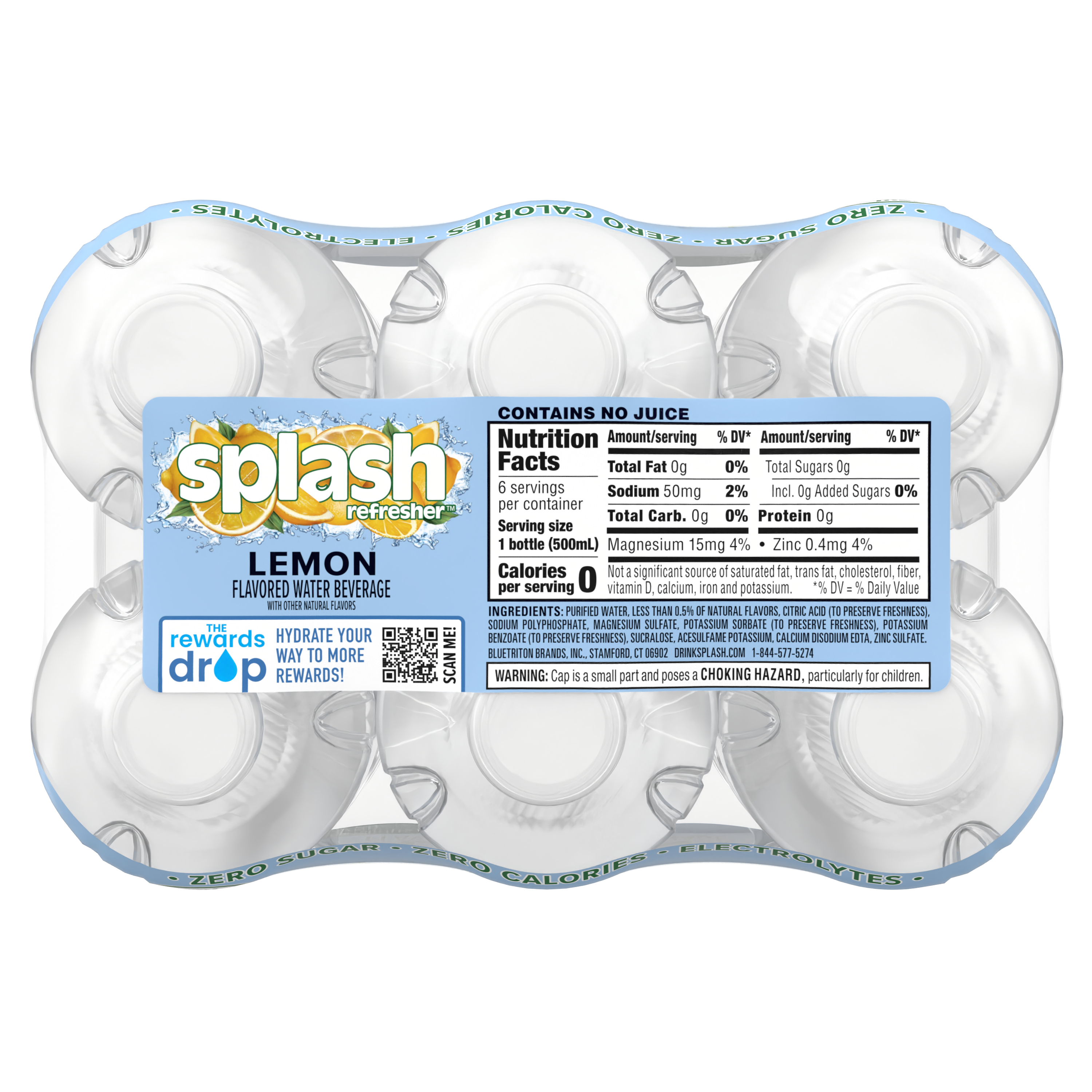 Splash Refresher Lemon Flavored Water, 16.9 fl oz, 6 Pack | Giant