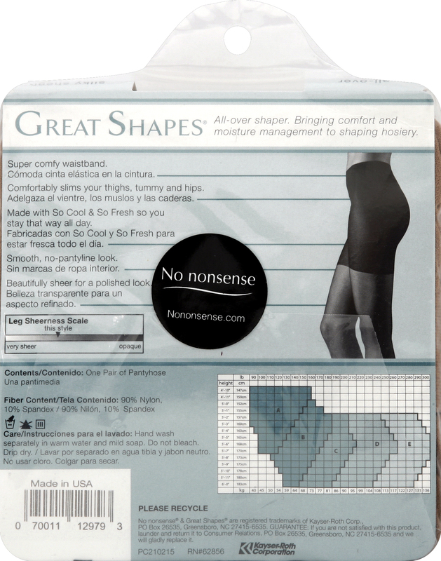 No nonsense Pantyhose, Body-Shaping, Sheer Toe, Size E, Beige Mist