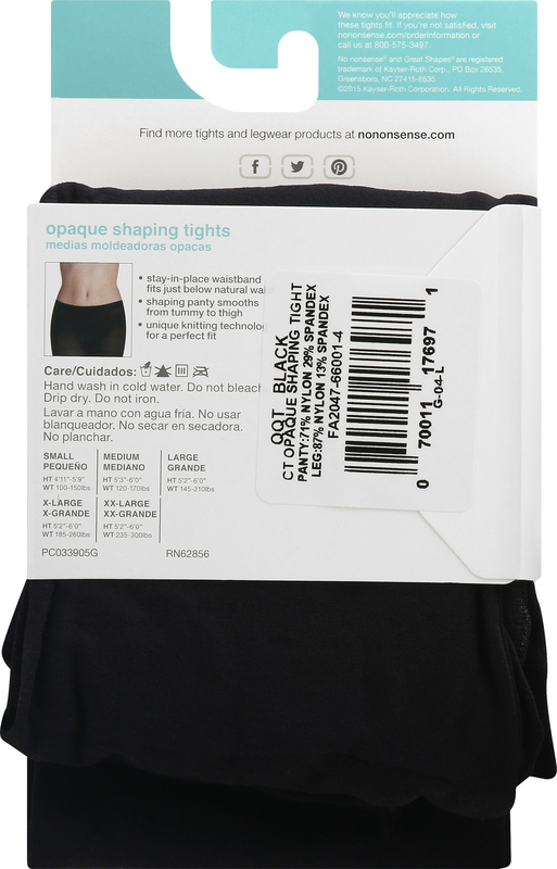 No nonsense Shaping Tights, Opaque, Extra Large, Black | Giant
