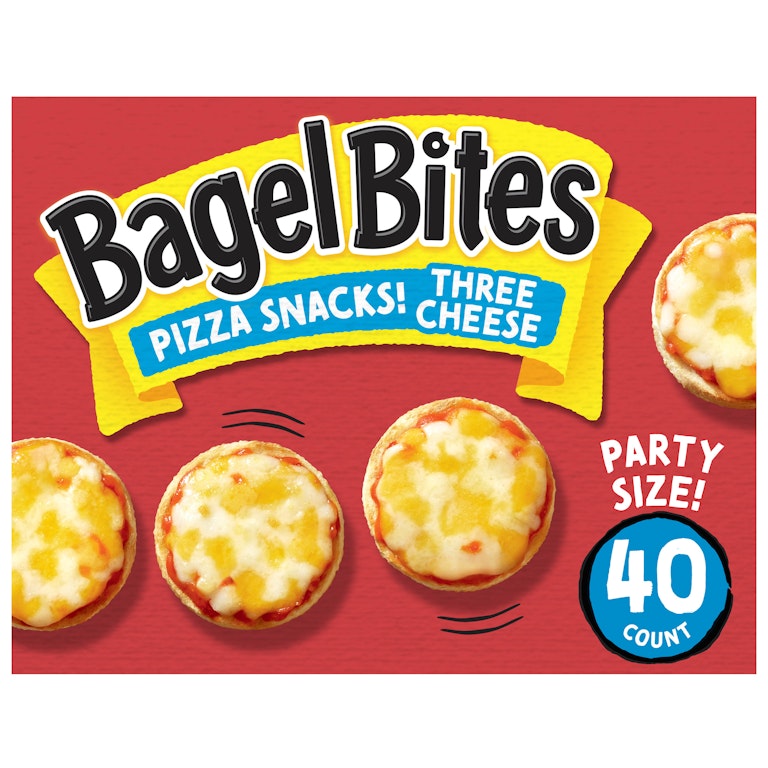 Bagel Bites Three Cheese Mini Pizza Bagel Frozen Snacks, 40 ct Box