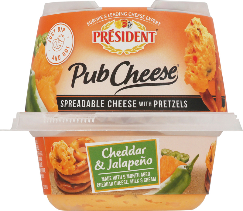 President Spreadable Cheese with Pretzels, Cheddar & Jalapeno