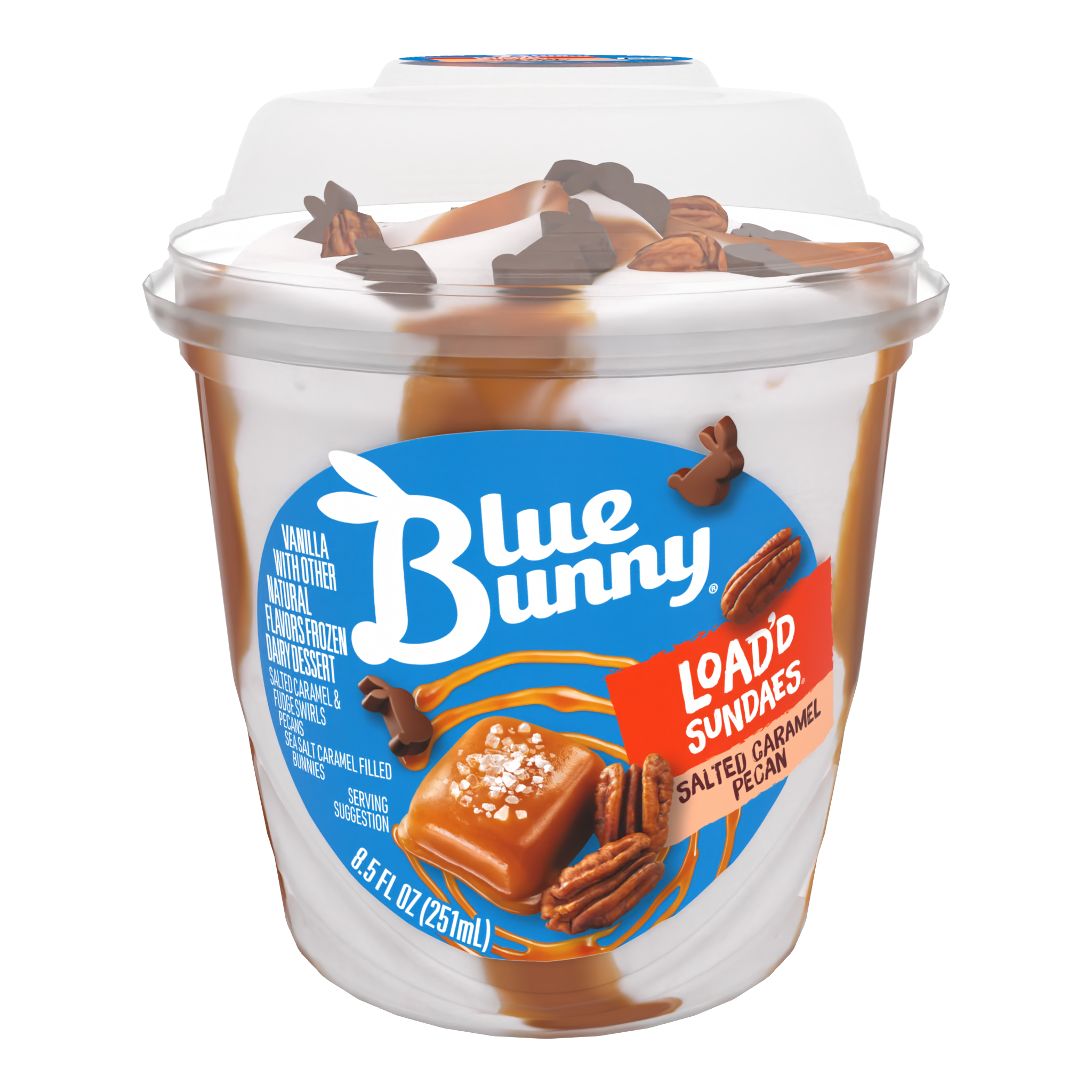 Blue Bunny Load'd Sundaes Salted Caramel Pecan, Frozen Dessert Cup