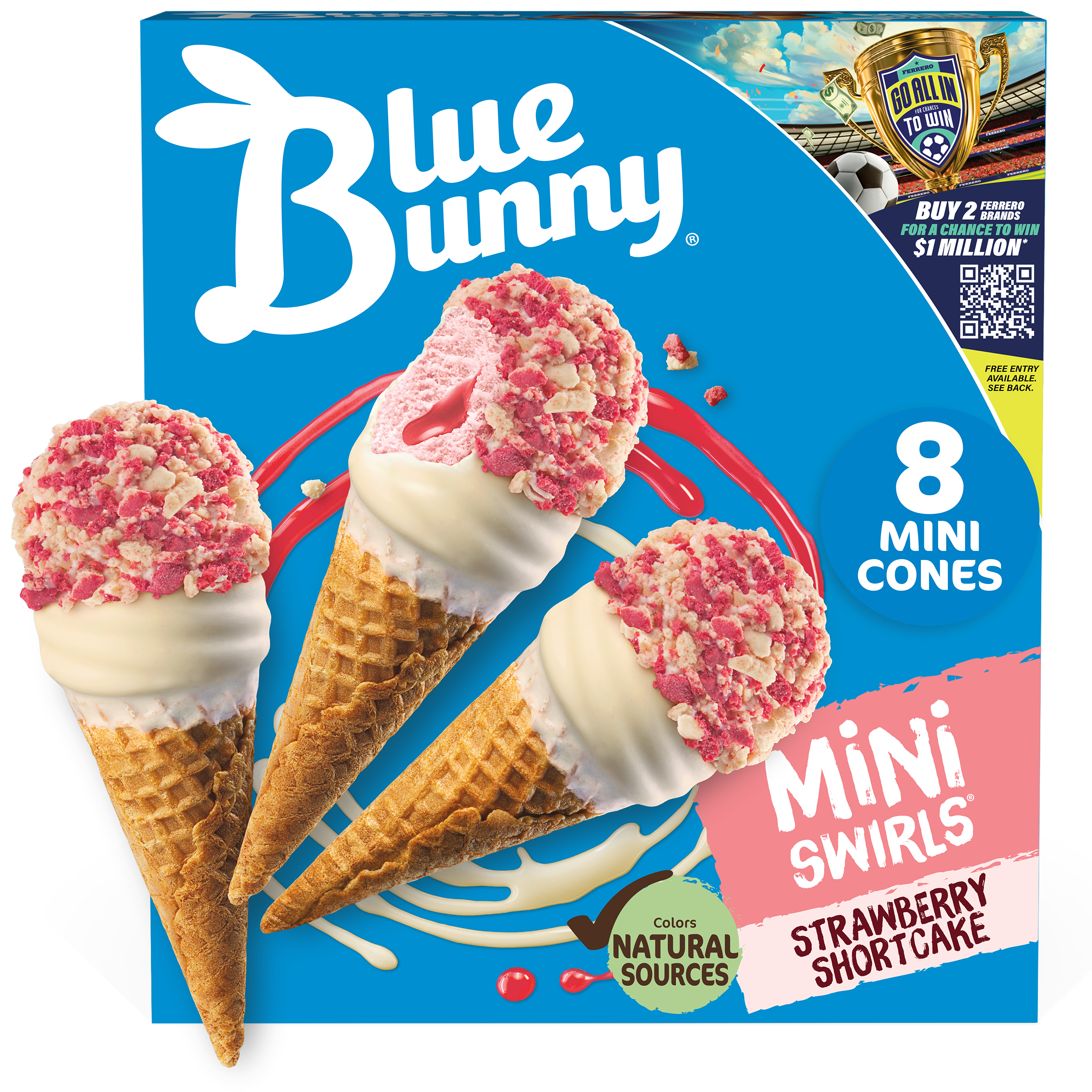 Blue Bunny Mini Swirls Strawberry Shortcake Cones, Frozen Dessert